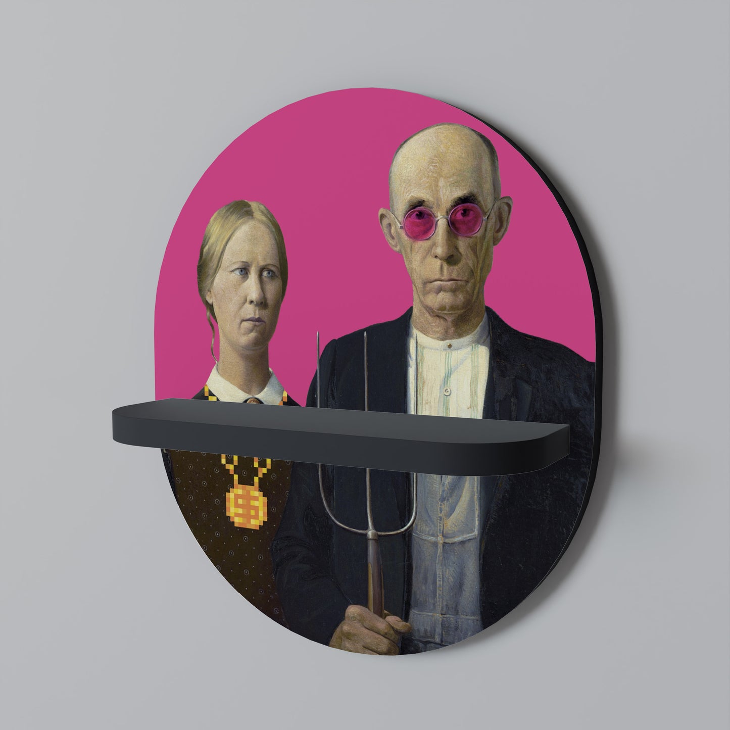 AMERICAN GOTHIC BLING Oval konsthylla i svart finish