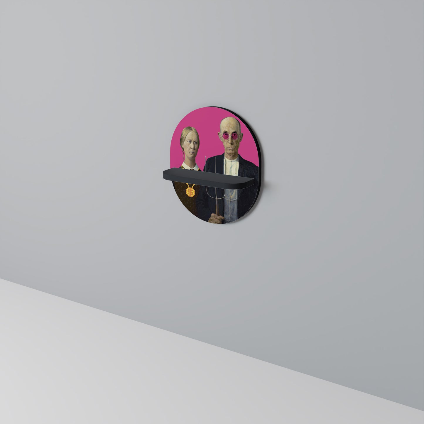AMERICAN GOTHIC BLING Oval konsthylla i svart finish