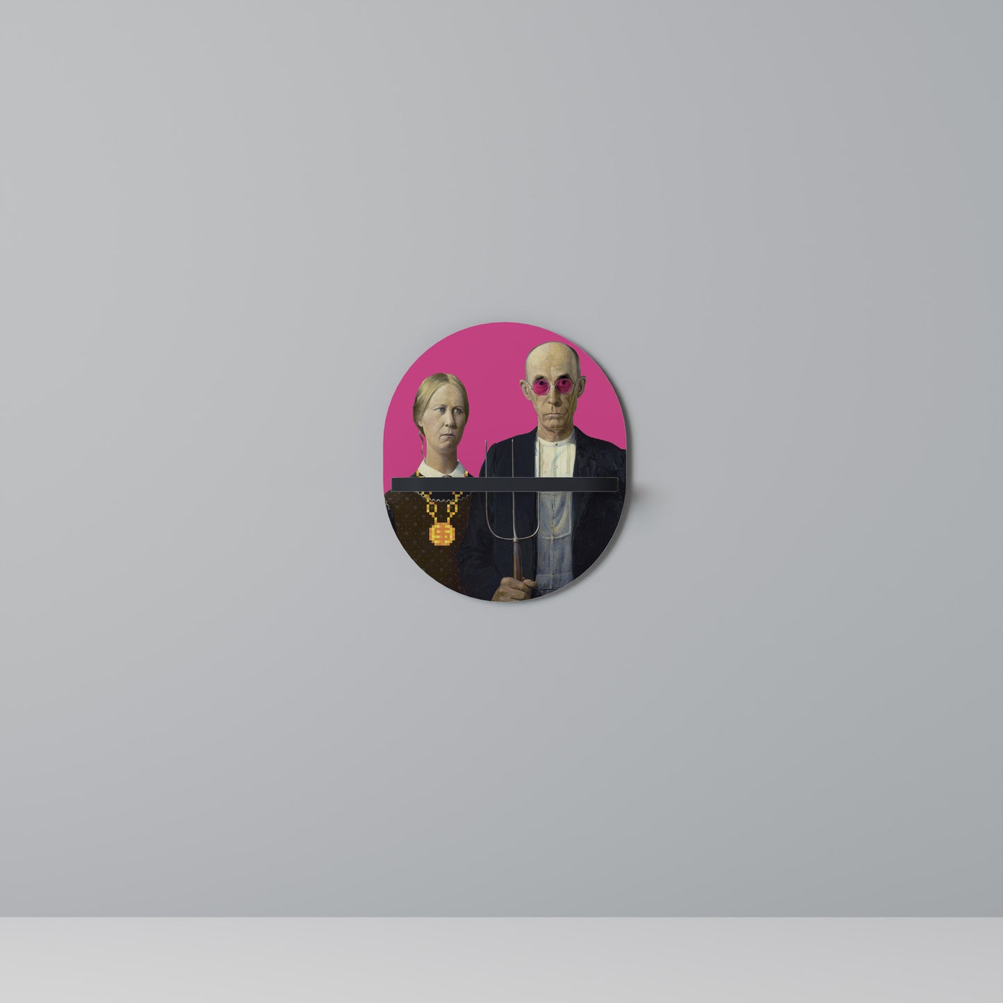 AMERICAN GOTHIC BLING Oval konsthylla i svart finish