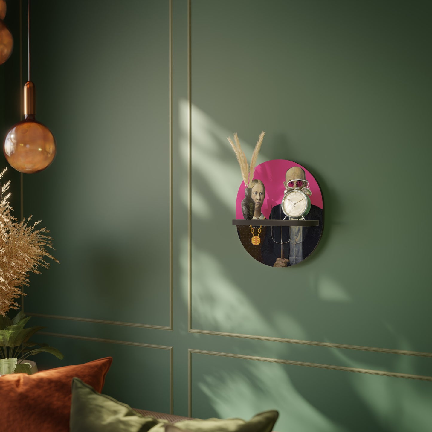 AMERICAN GOTHIC BLING Oval konsthylla i svart finish