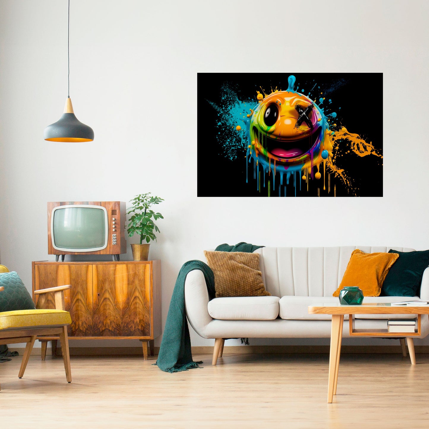 TRIPPY HAPPINESS horisontell affisch med självhäftande motiv