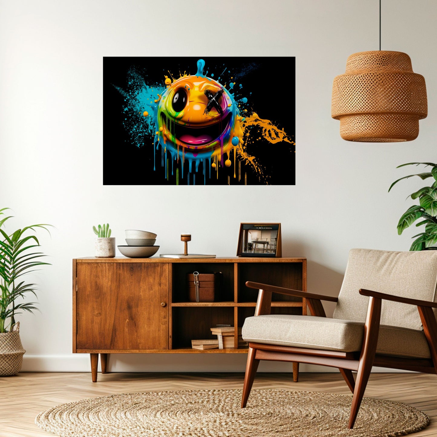 TRIPPY HAPPINESS horisontell affisch med självhäftande motiv