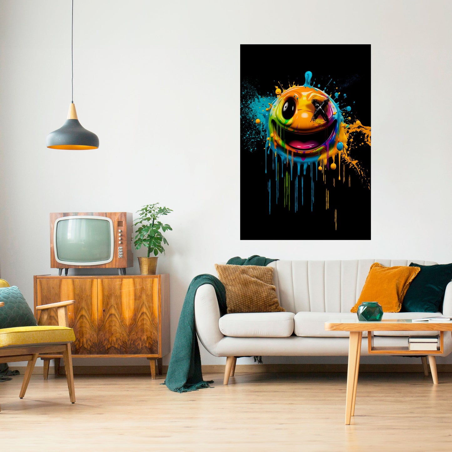 TRIPPY HAPPINESS vertikal affisch med självhäftande text