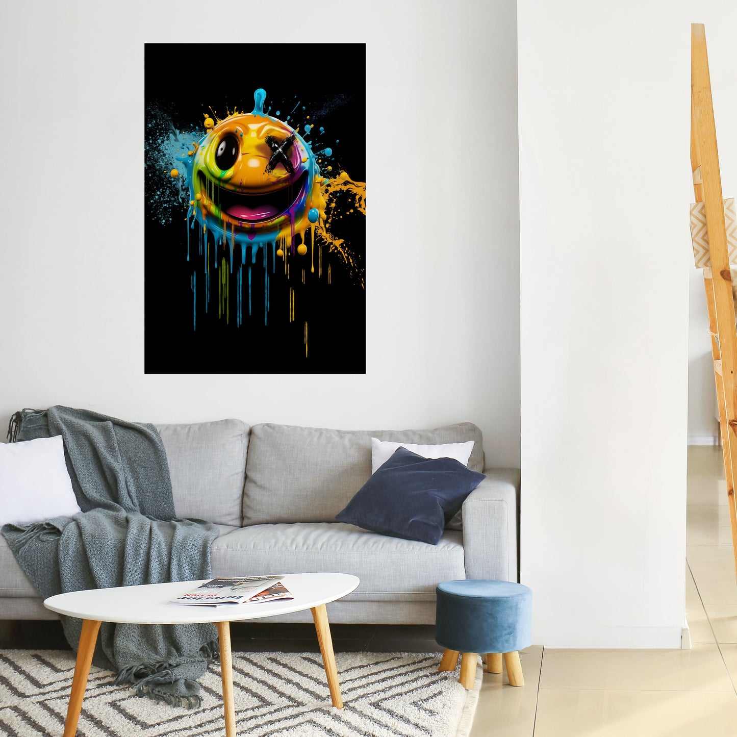 TRIPPY HAPPINESS vertikal affisch med självhäftande text