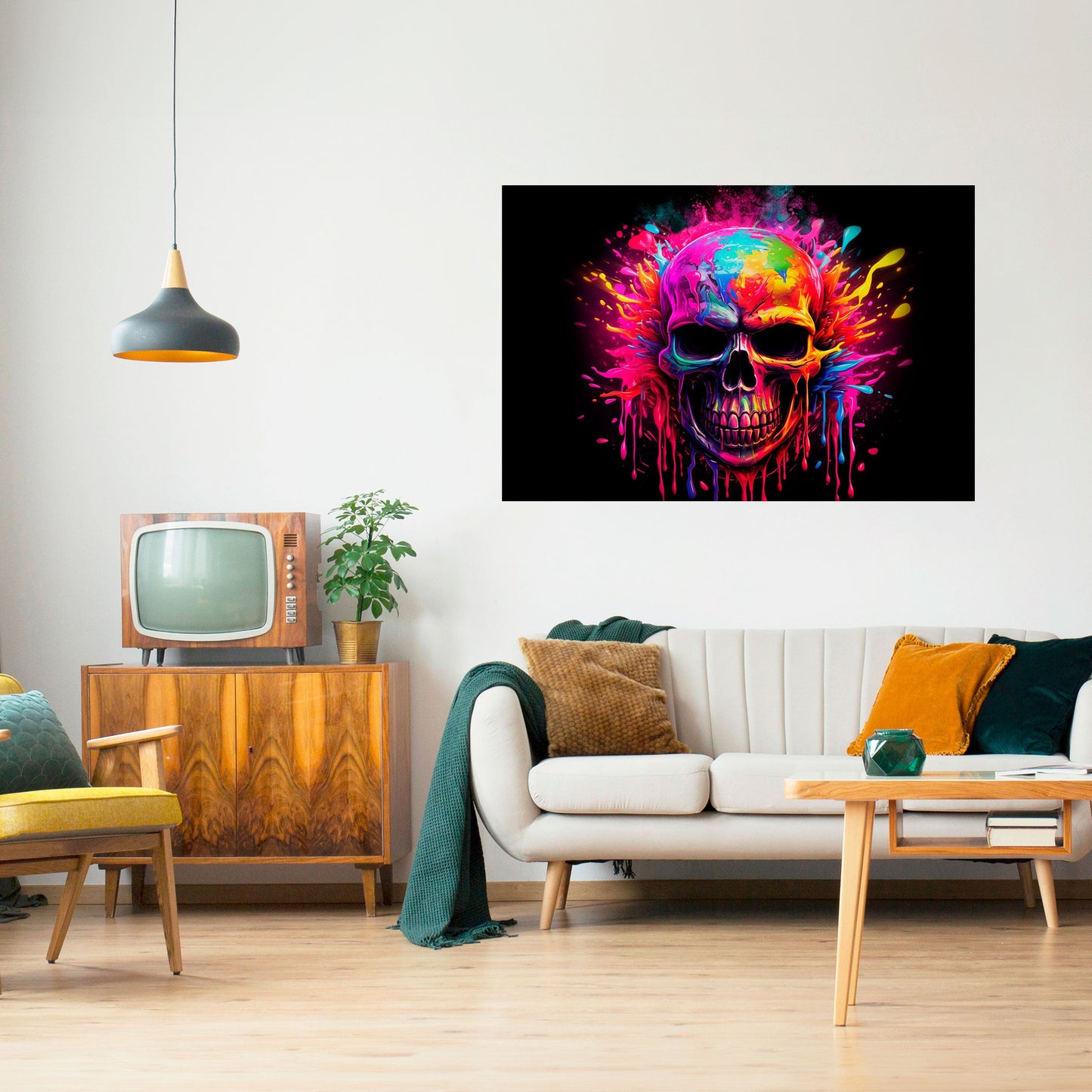 SKULL QUEST horisontell affisch med självhäftande motiv