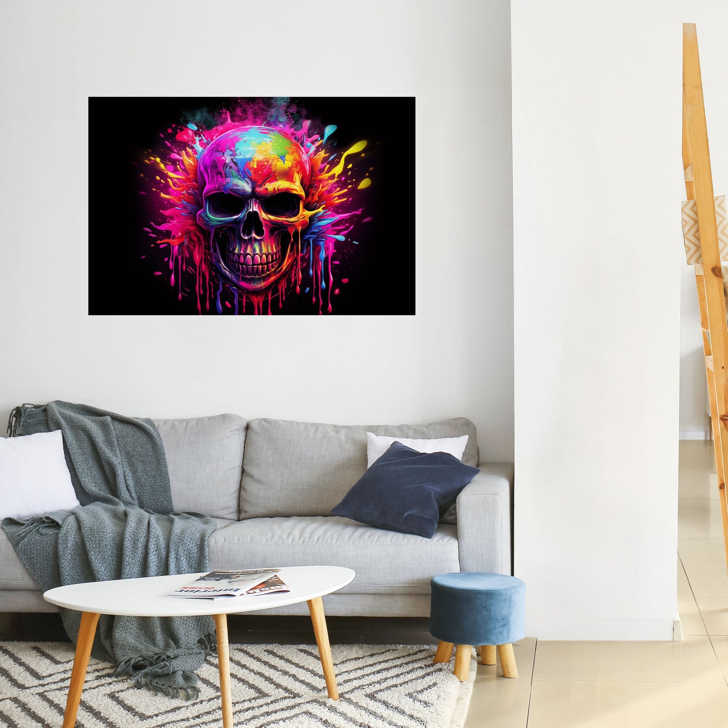 SKULL QUEST horisontell affisch med självhäftande motiv