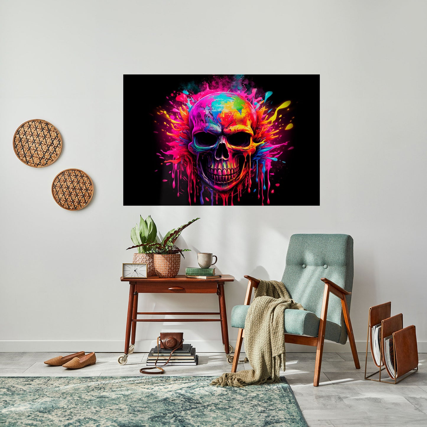 SKULL QUEST horisontell affisch med självhäftande motiv
