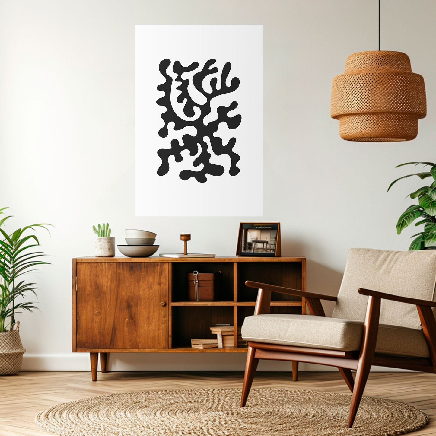 CHARCOAL CASCADE Peel and Stick Vertical Poster