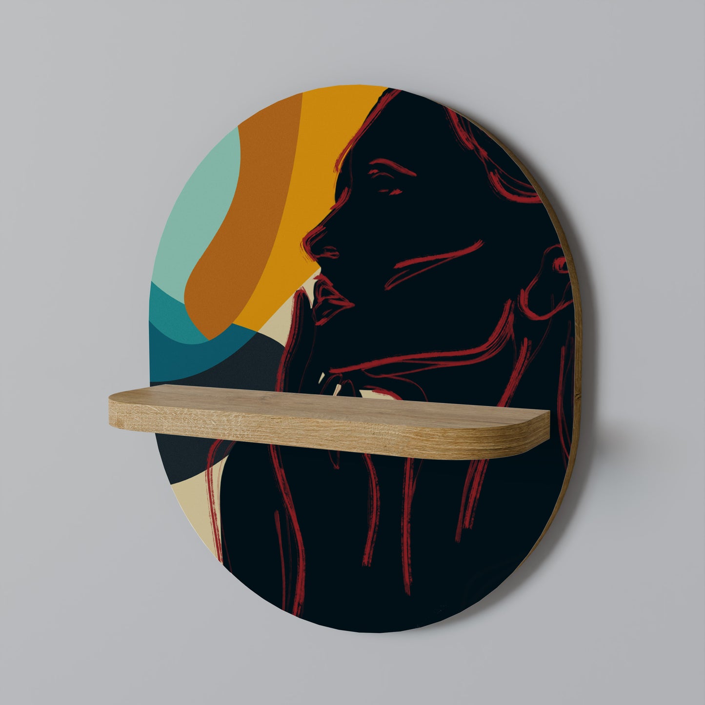 SILHOUETTE SONATA Oval konsthylla i ekeffekt