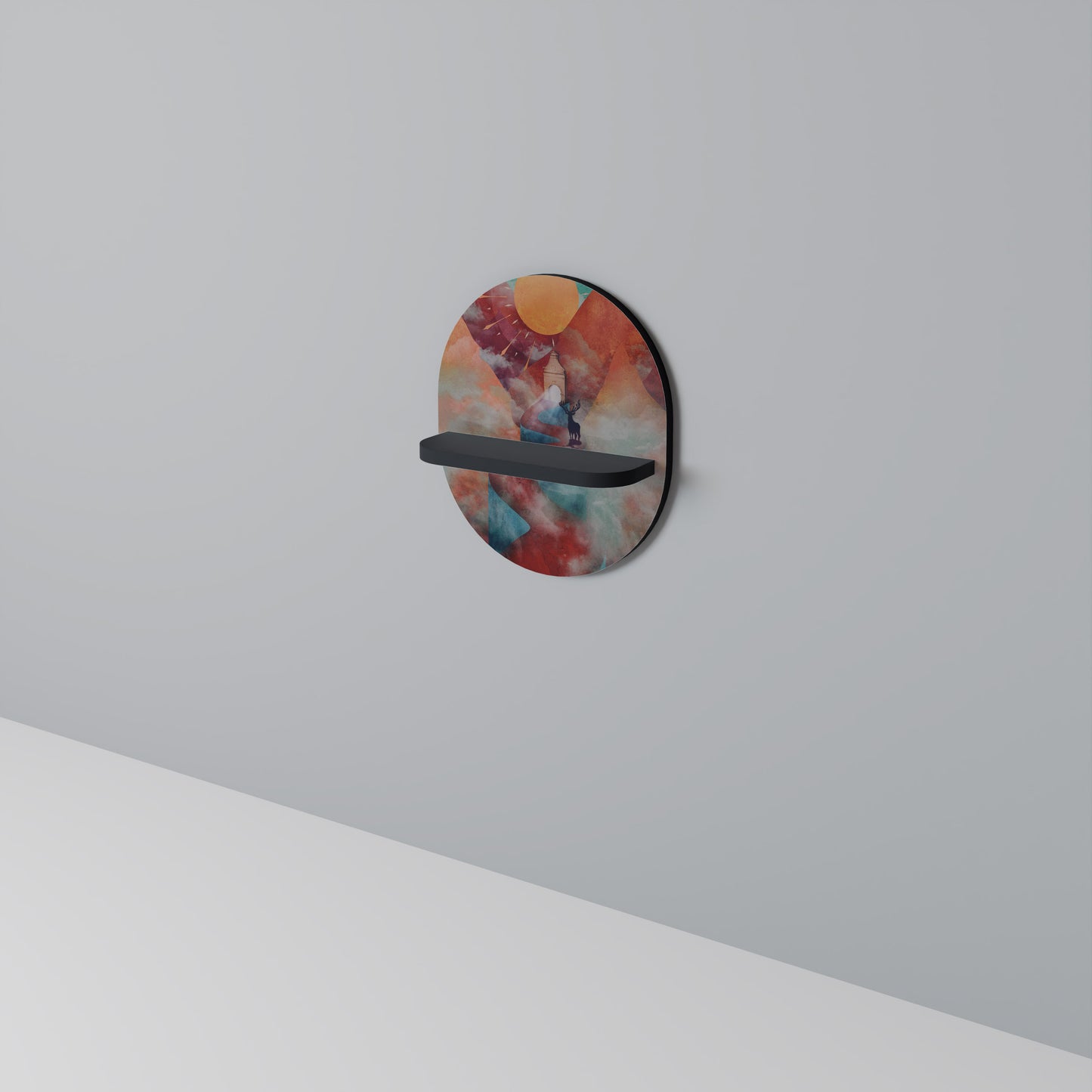 THE DEER MOUNTAIN Oval konsthylla i svart finish