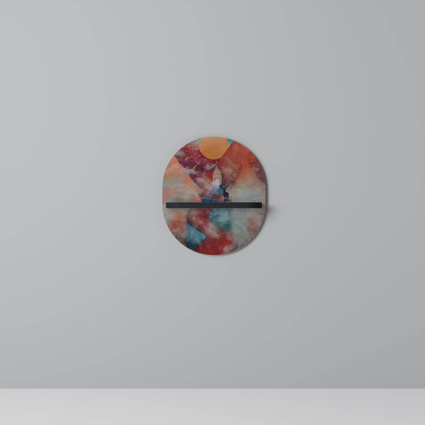 THE DEER MOUNTAIN Oval konsthylla i svart finish