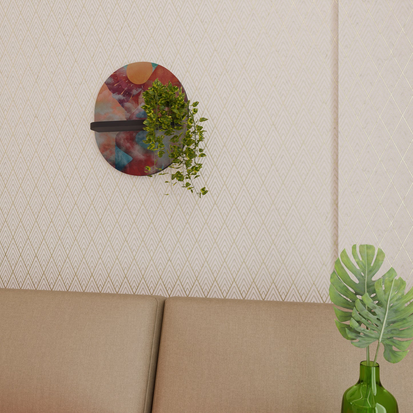 THE DEER MOUNTAIN Oval konsthylla i svart finish