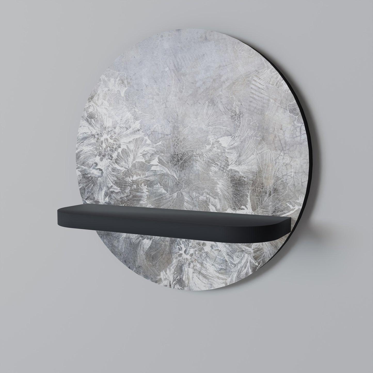 WHITE WHISPER Rund konsthylla i svart finish