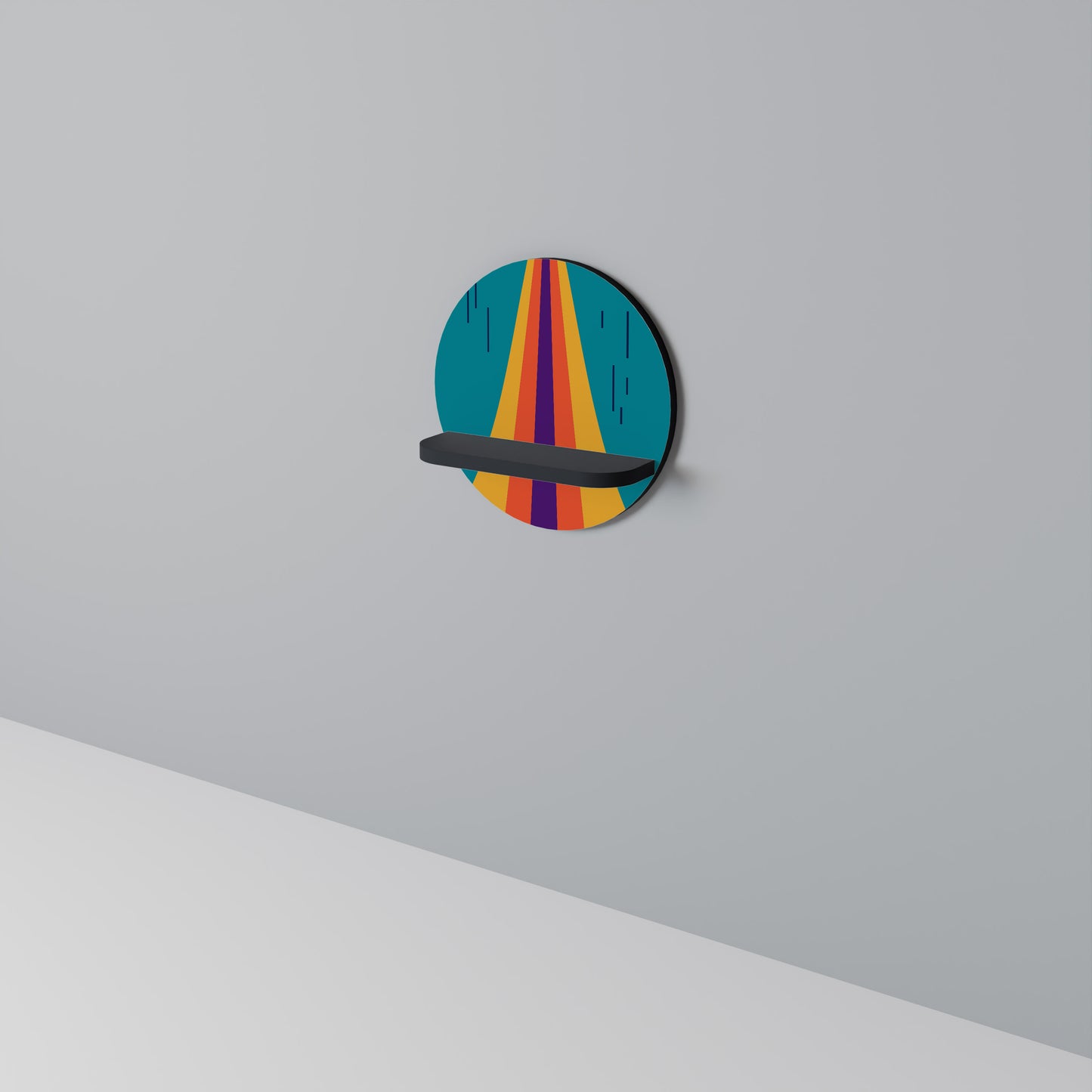 CHROMATIC DREAMSCAPE Rund konsthylla i svart finish