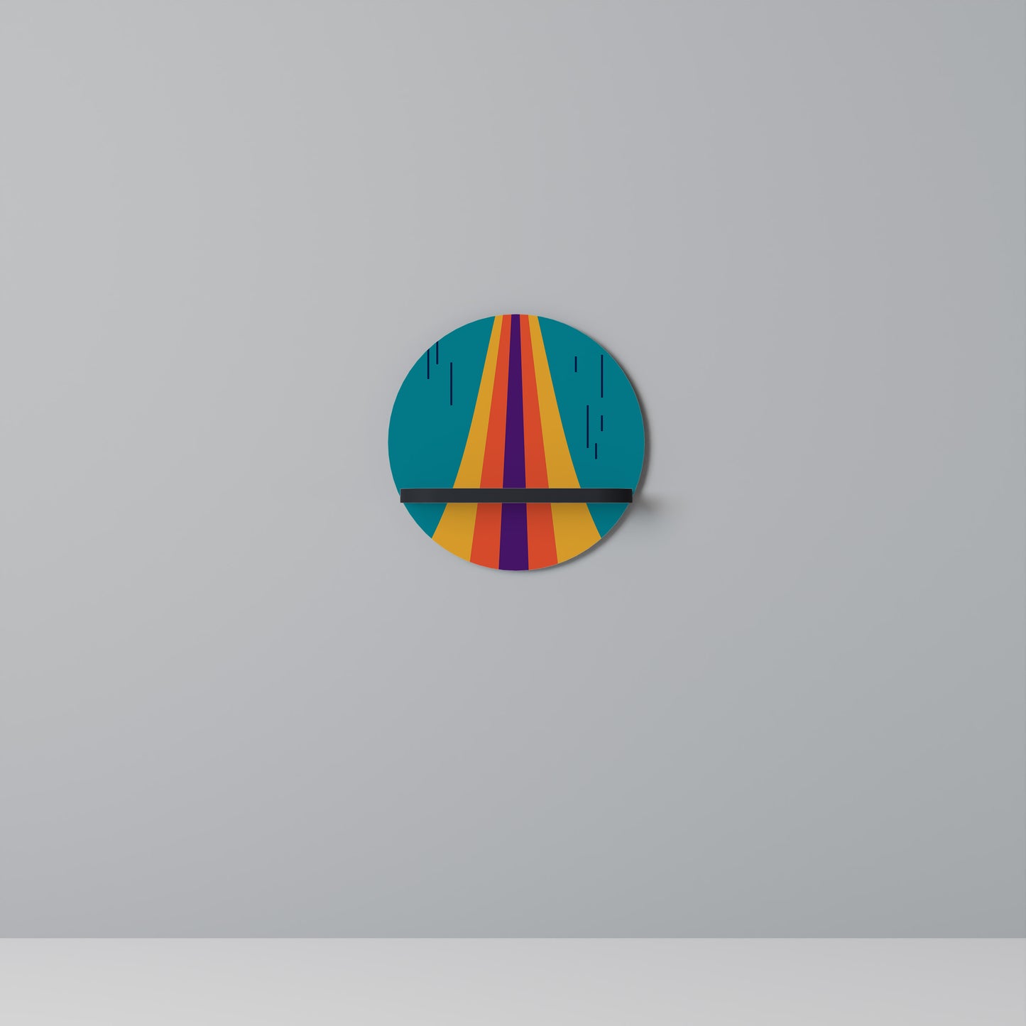 CHROMATIC DREAMSCAPE Rund konsthylla i svart finish