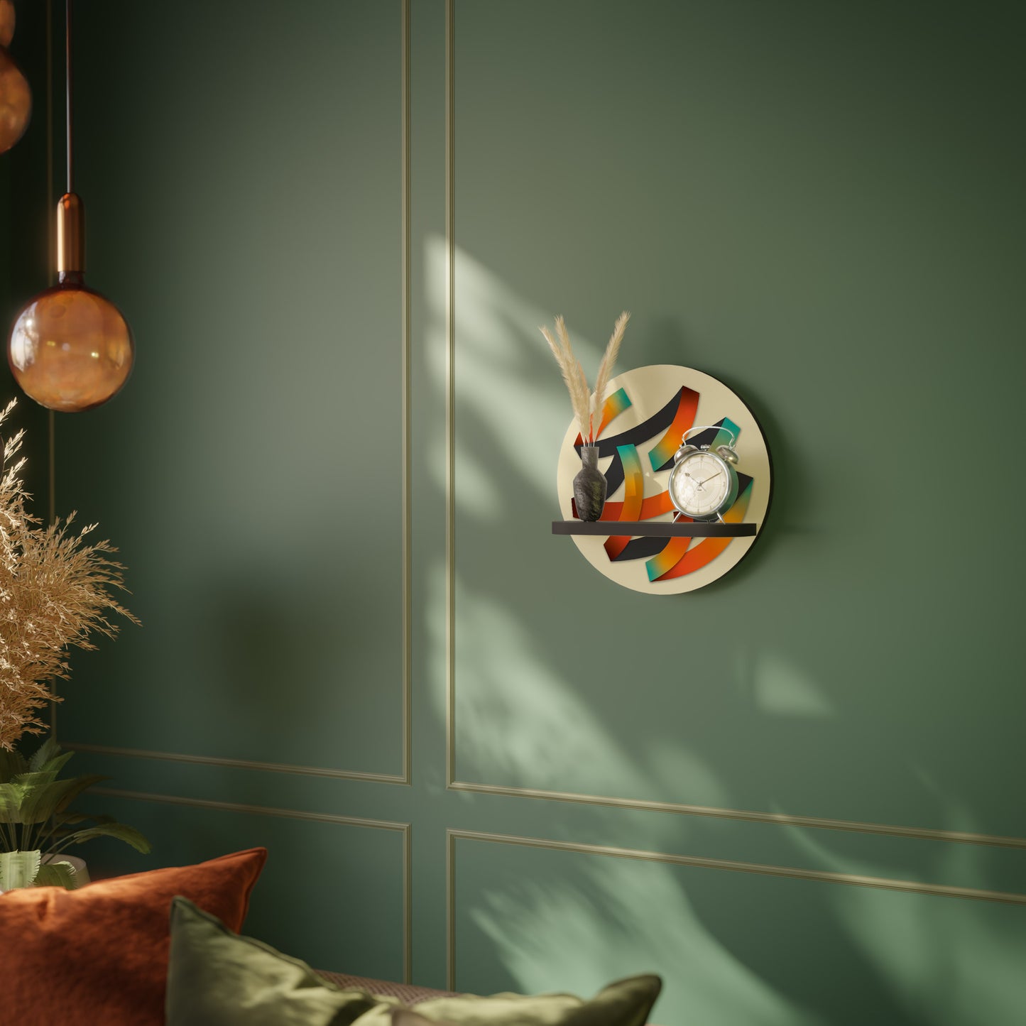 RIBBON REVERIE Rund konsthylla i svart finish