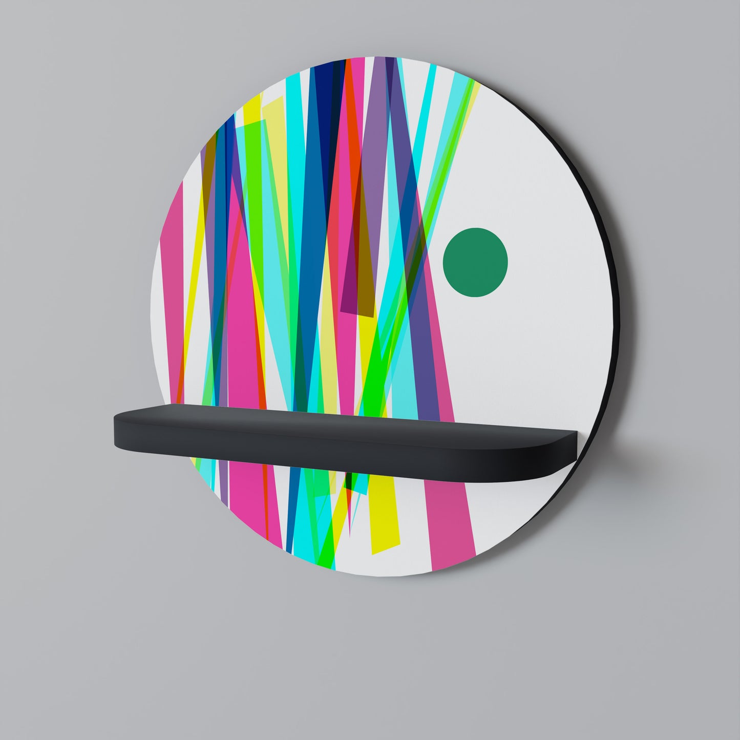 WHIMSY NEON Rund konsthylla i svart finish