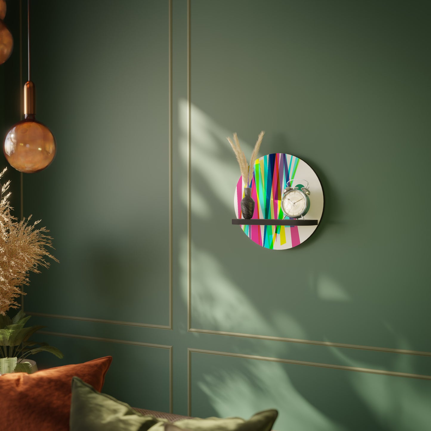 WHIMSY NEON Rund konsthylla i svart finish