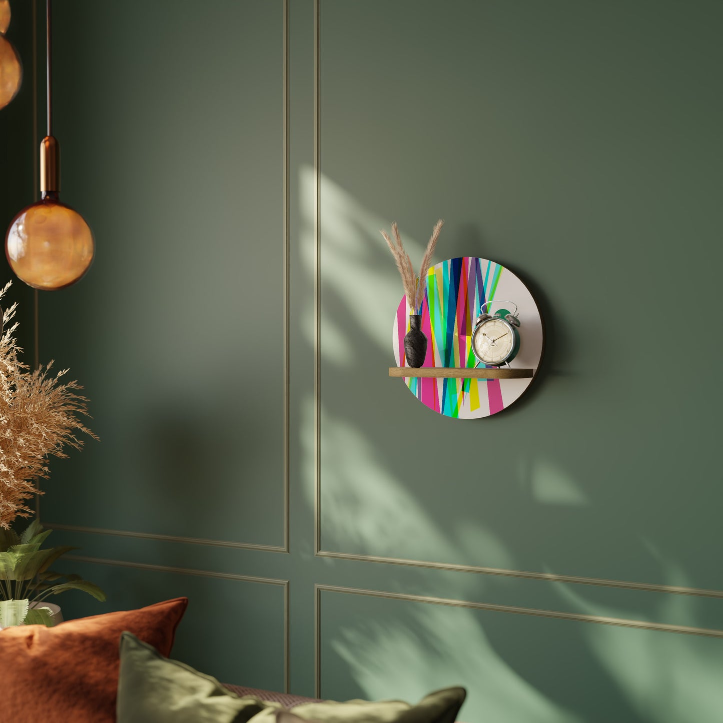 WHIMSY NEON Rund Konsthylla I Ekeffekt