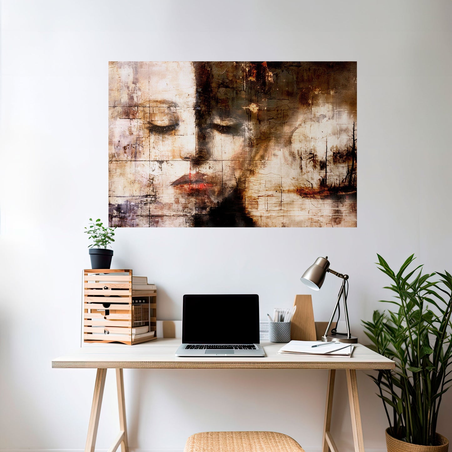 FÅNGAD LUGN Horisontell Poster med självhäftande text