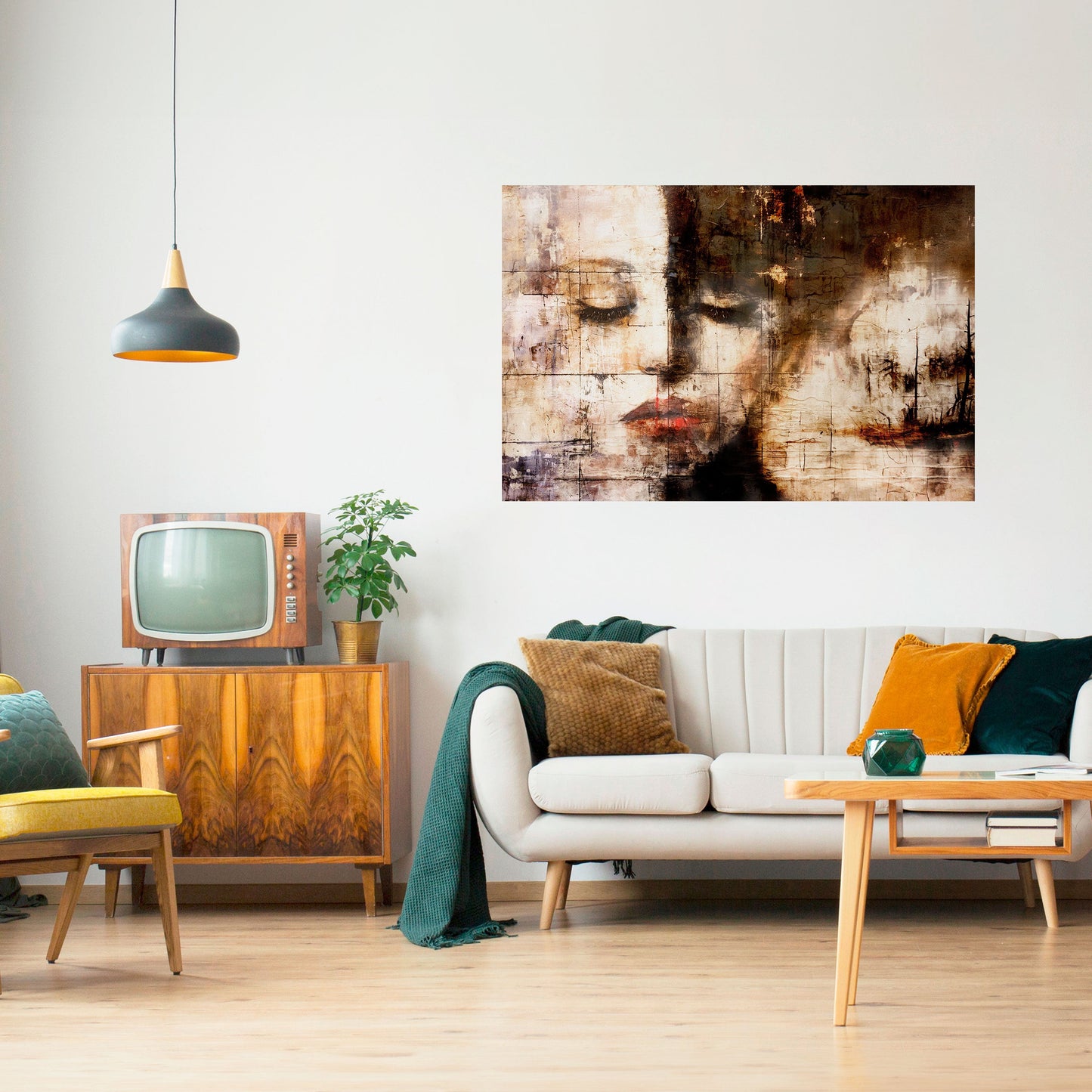 FÅNGAD LUGN Horisontell Poster med självhäftande text