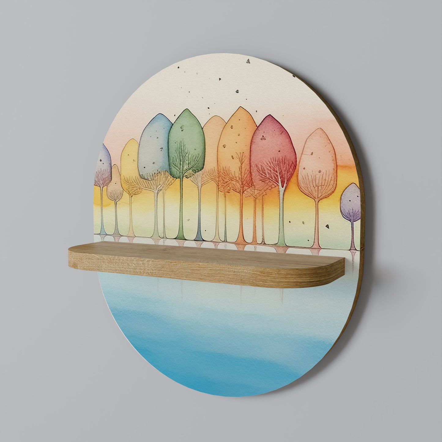 FÄRGRIK OASIS Oval konsthylla i ekeffekt