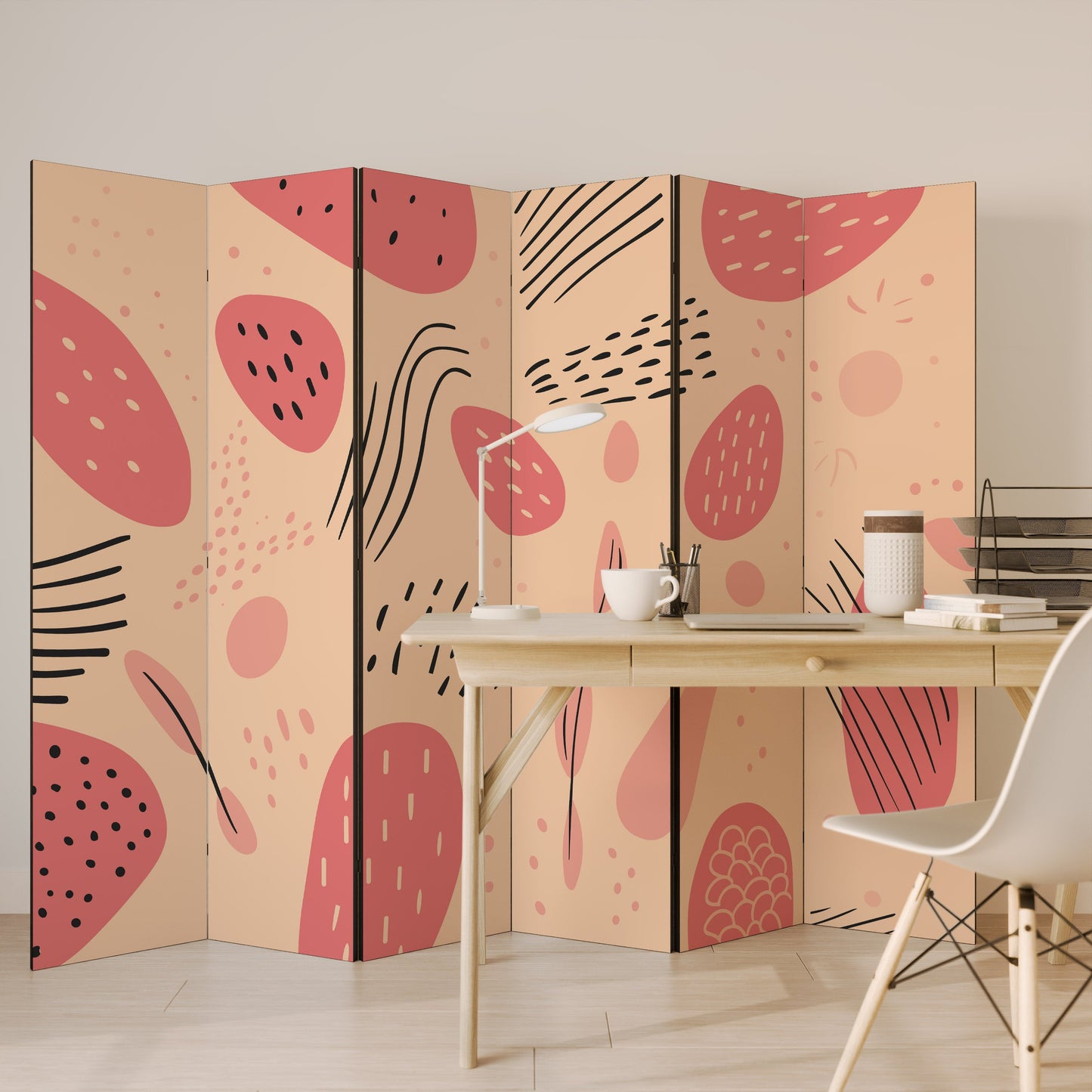 APRICOT FRENZY Decorative 6-Panel Room Divider