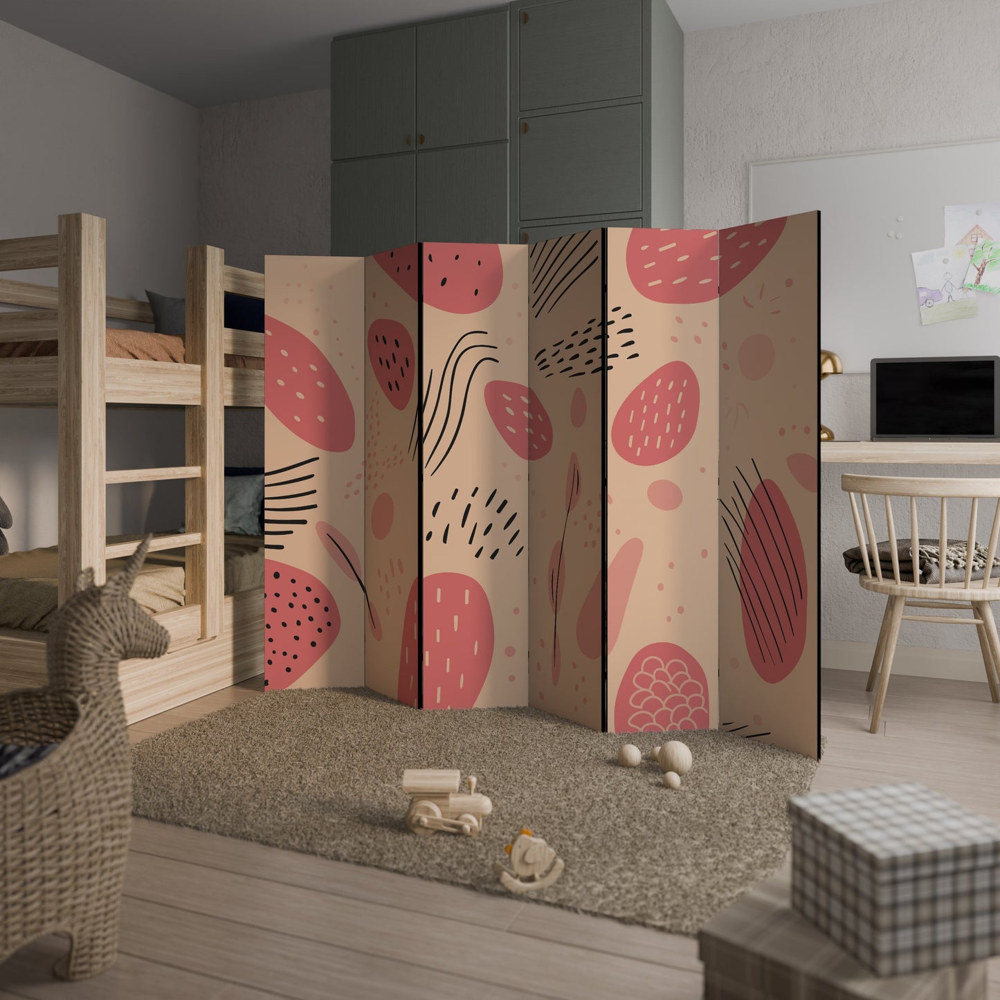 APRICOT FRENZY Decorative 6-Panel Room Divider