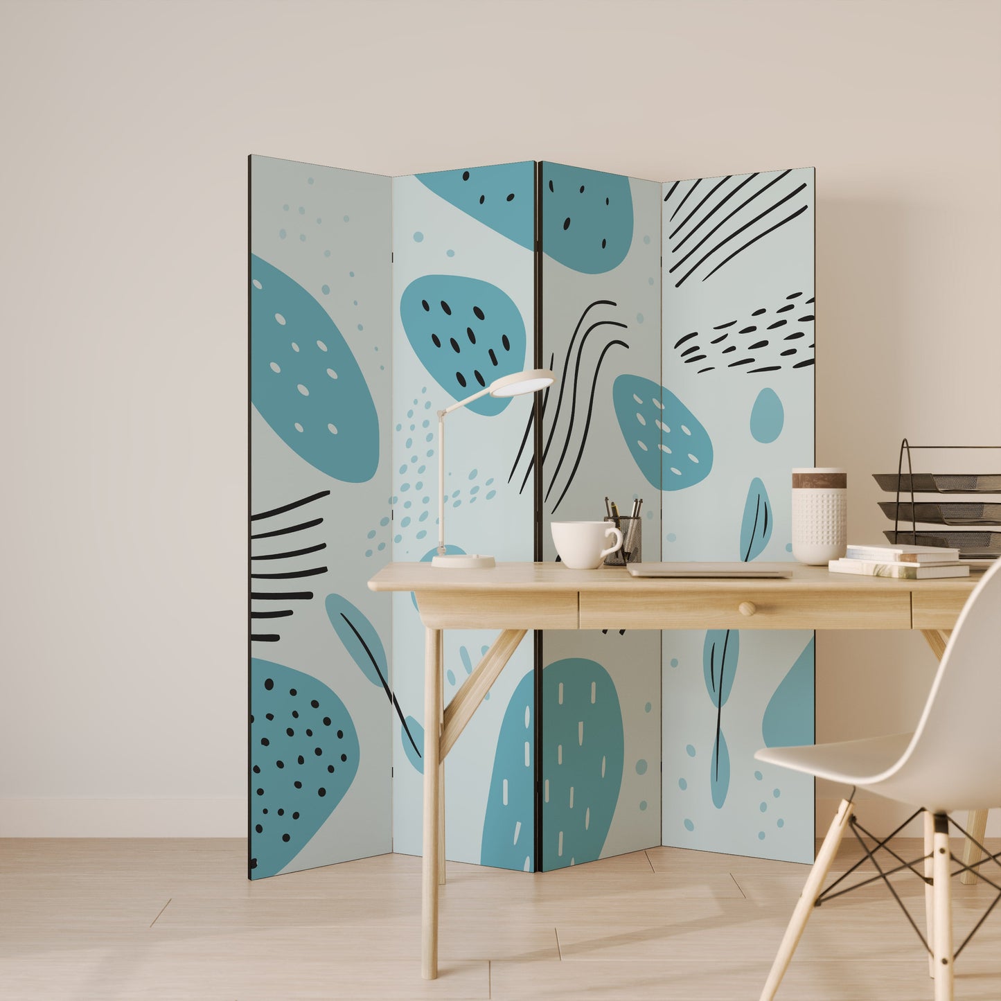 GREENISH FRENZY Dekorativ rumsavdelare med 4 paneler