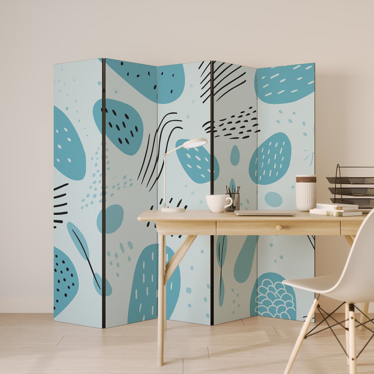 GREENISH FRENZY Dekorativ rumsavdelare med 5 paneler
