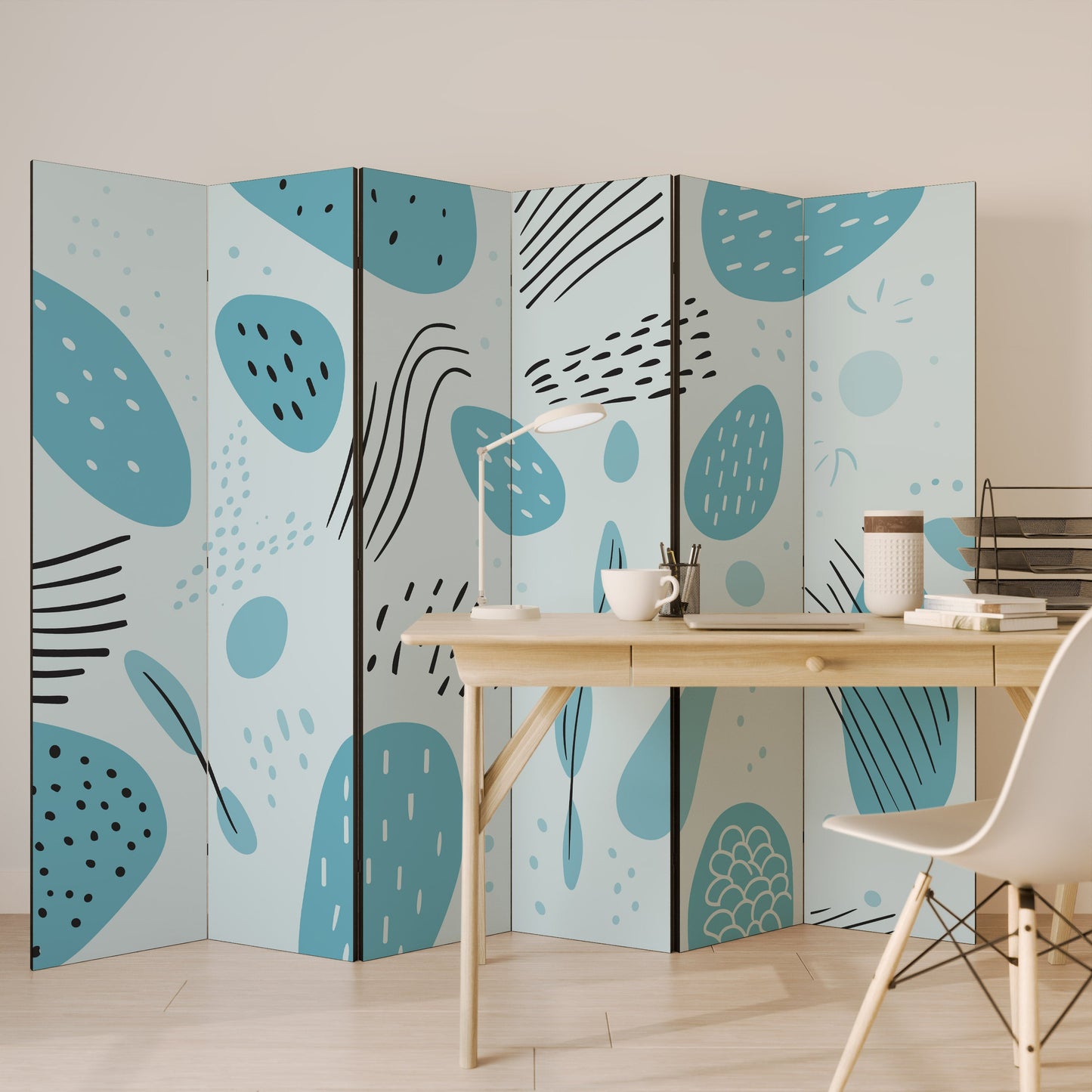 GREENISH FRENZY Dekorativ rumsavdelare med 6 paneler