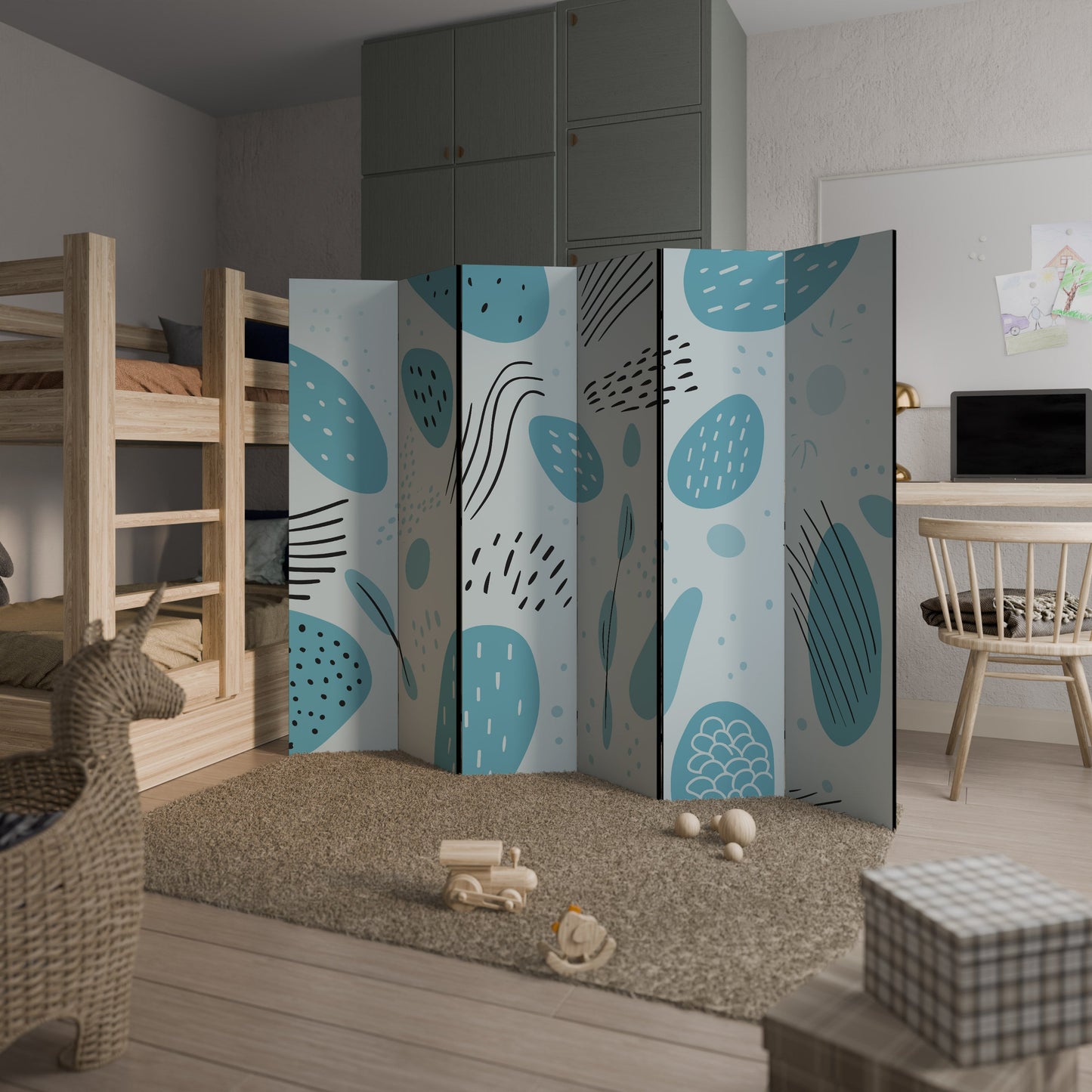 GREENISH FRENZY Dekorativ rumsavdelare med 6 paneler