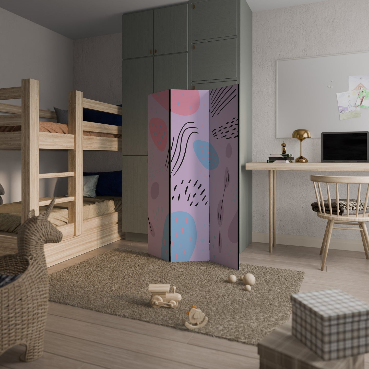 PINKY FRENZY Dekorativ rumsavdelare med 3 paneler