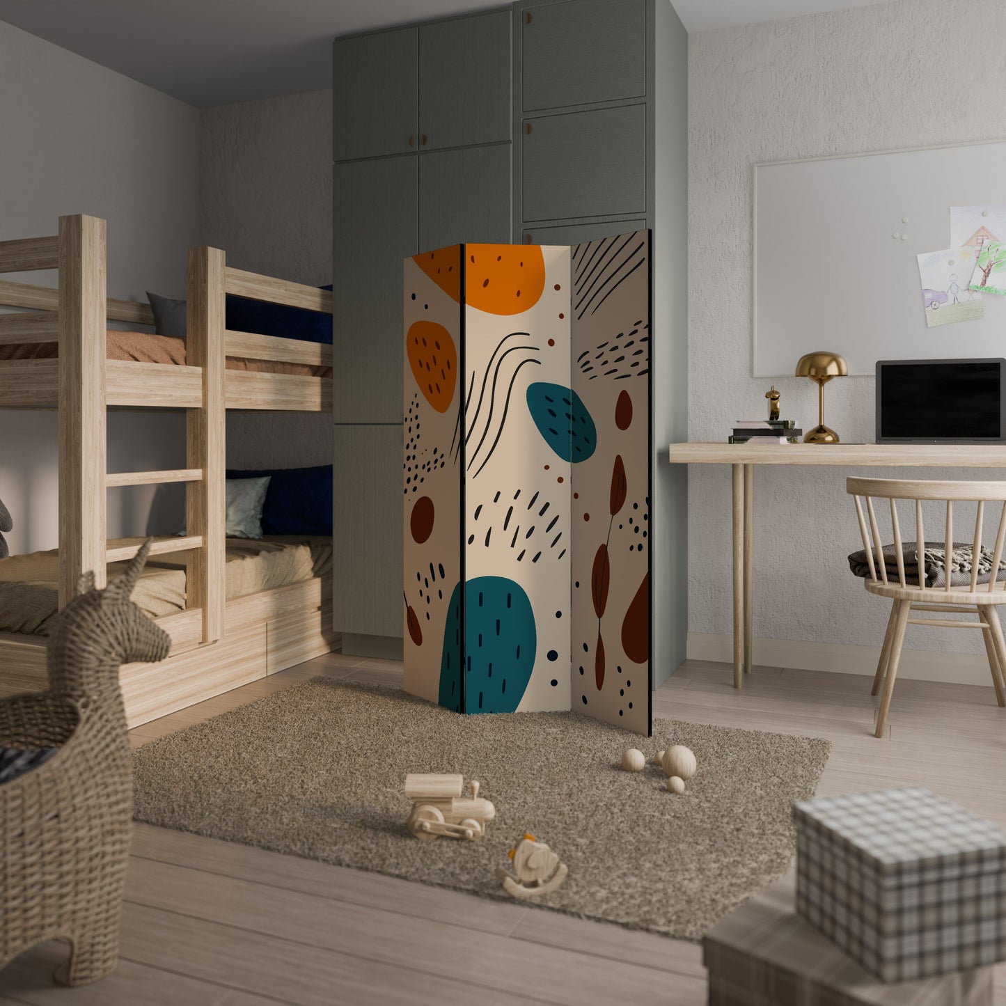 VIBRANT FRENZY Dekorativ rumsavdelare med 3 paneler