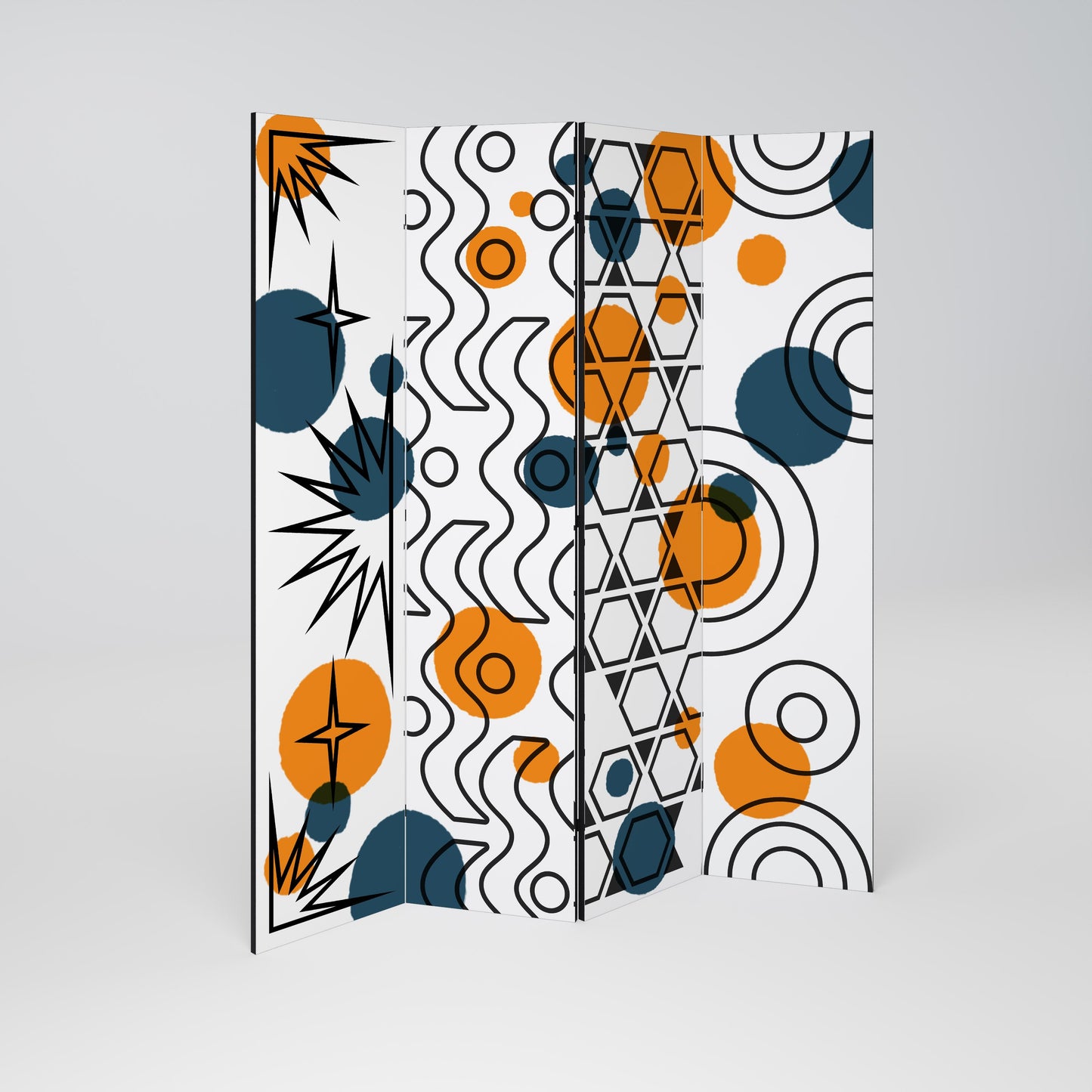 ABSTRACT SYMPHONY FLARE Decorative 4-Panel Room Divider