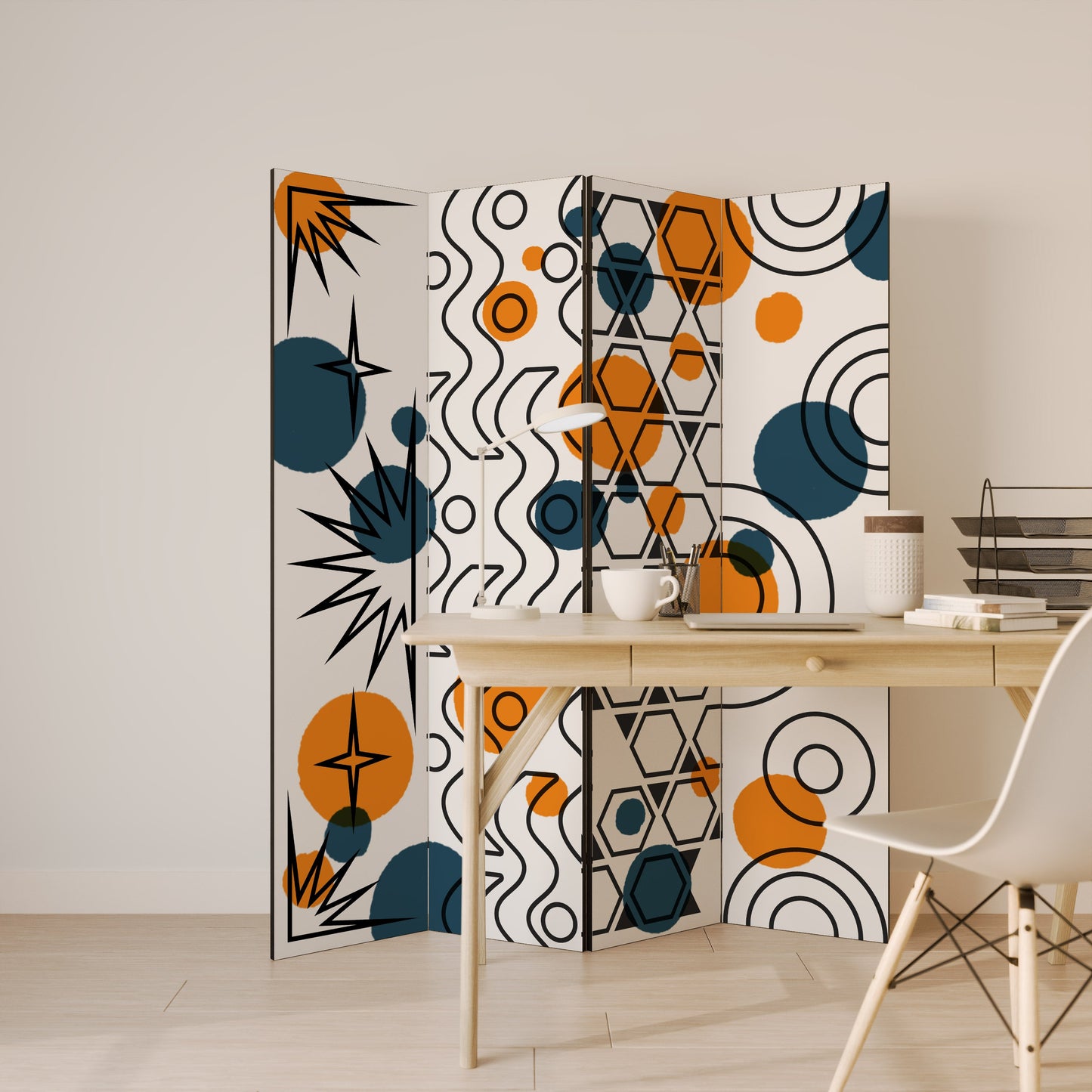 ABSTRACT SYMPHONY FLARE Decorative 4-Panel Room Divider