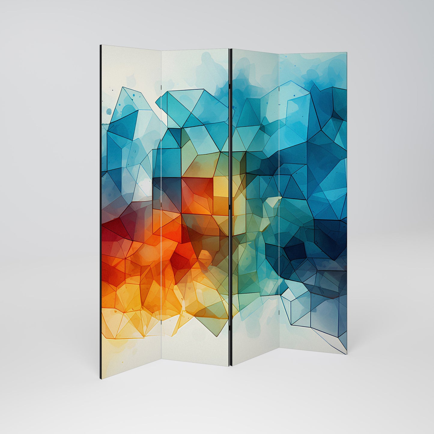 VIBRANT FACETS UNITE Decorative 4-Panel Room Divider