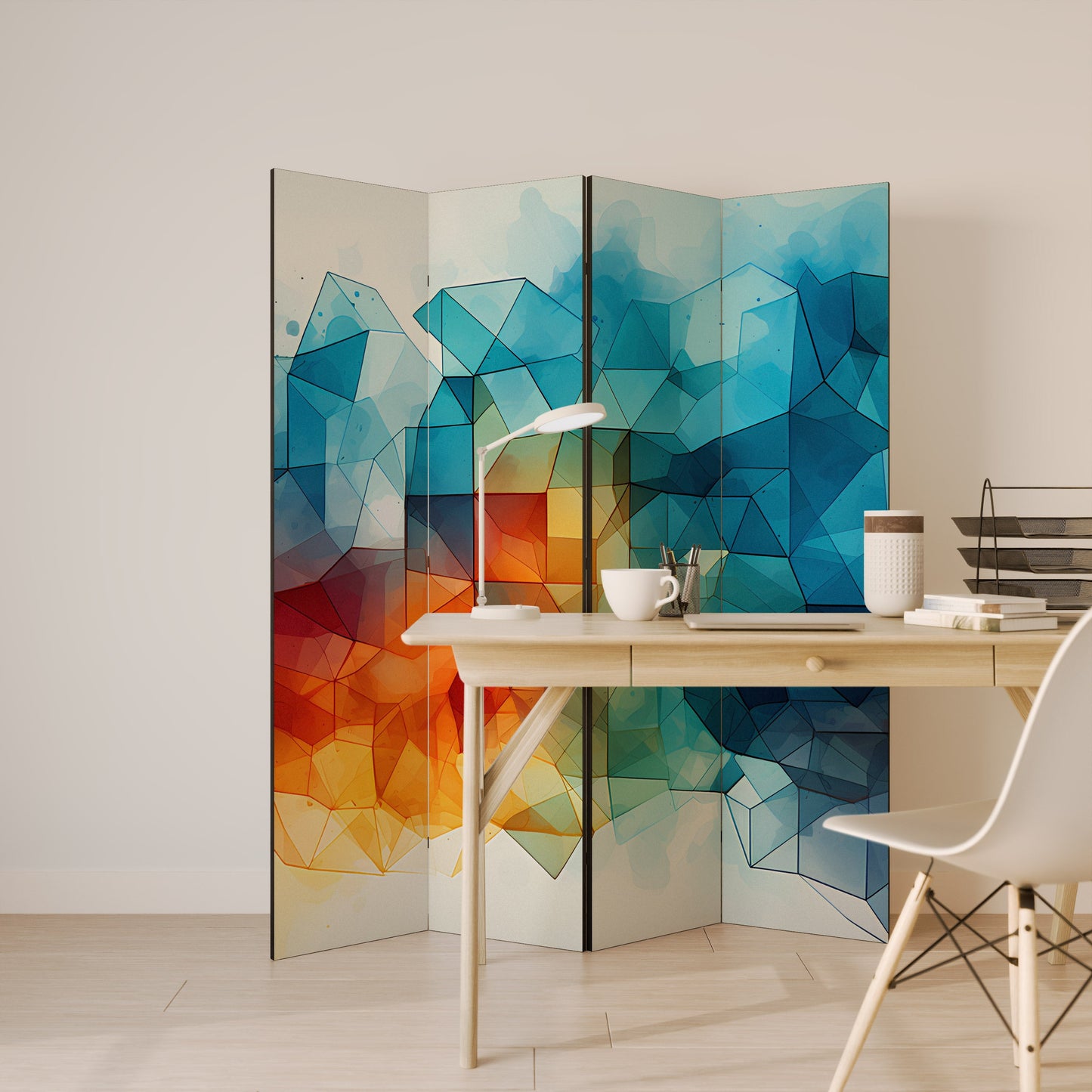 VIBRANT FACETS UNITE Decorative 4-Panel Room Divider