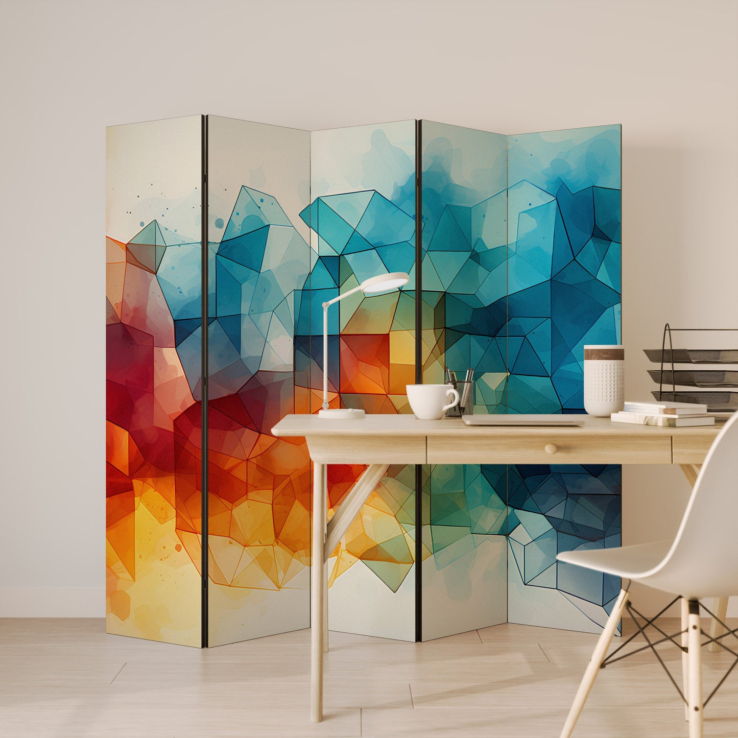 VIBRANT FACETS UNITE Decorative 5-Panel Room Divider