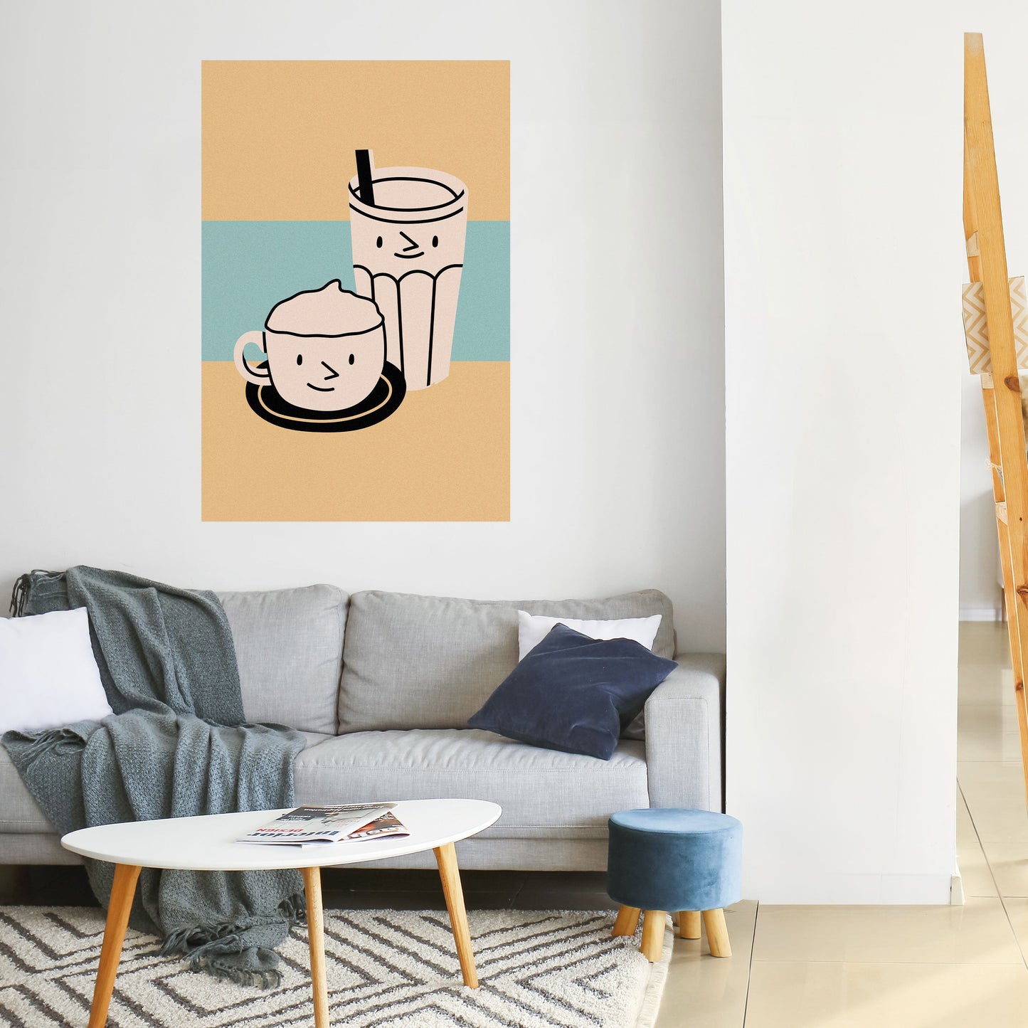 KAFFEGLÄDJELSER Vertikal affisch med självhäftande papper