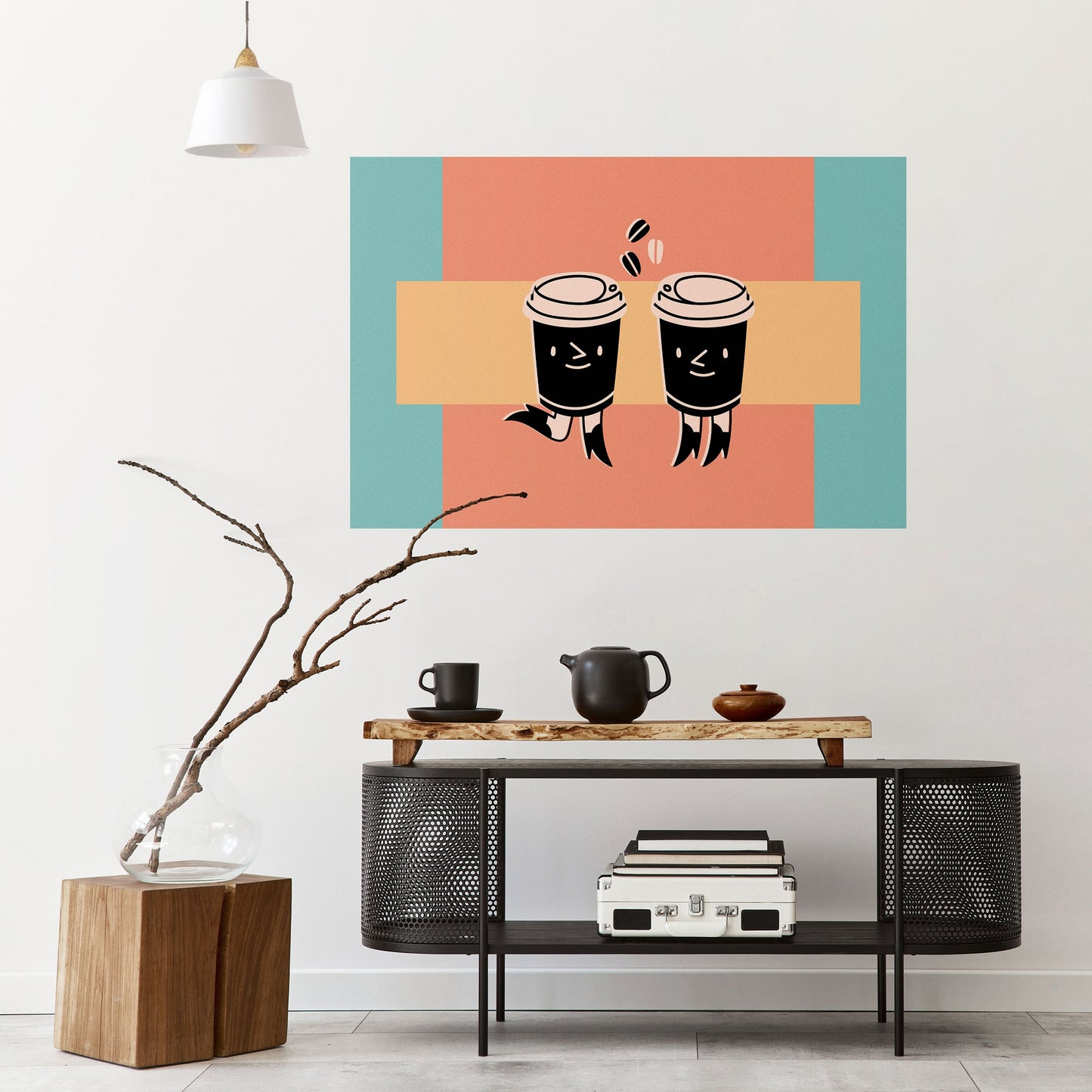 JOYFUL COFFEE horisontell affisch med självhäftande tryck
