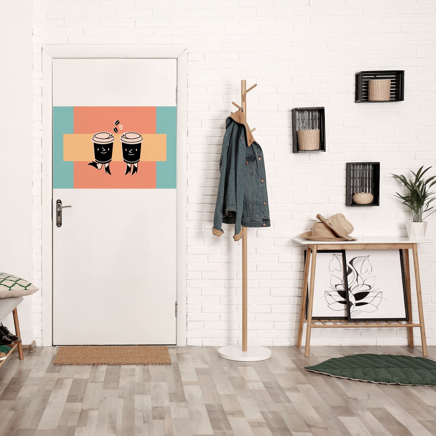 JOYFUL COFFEE horisontell affisch med självhäftande tryck