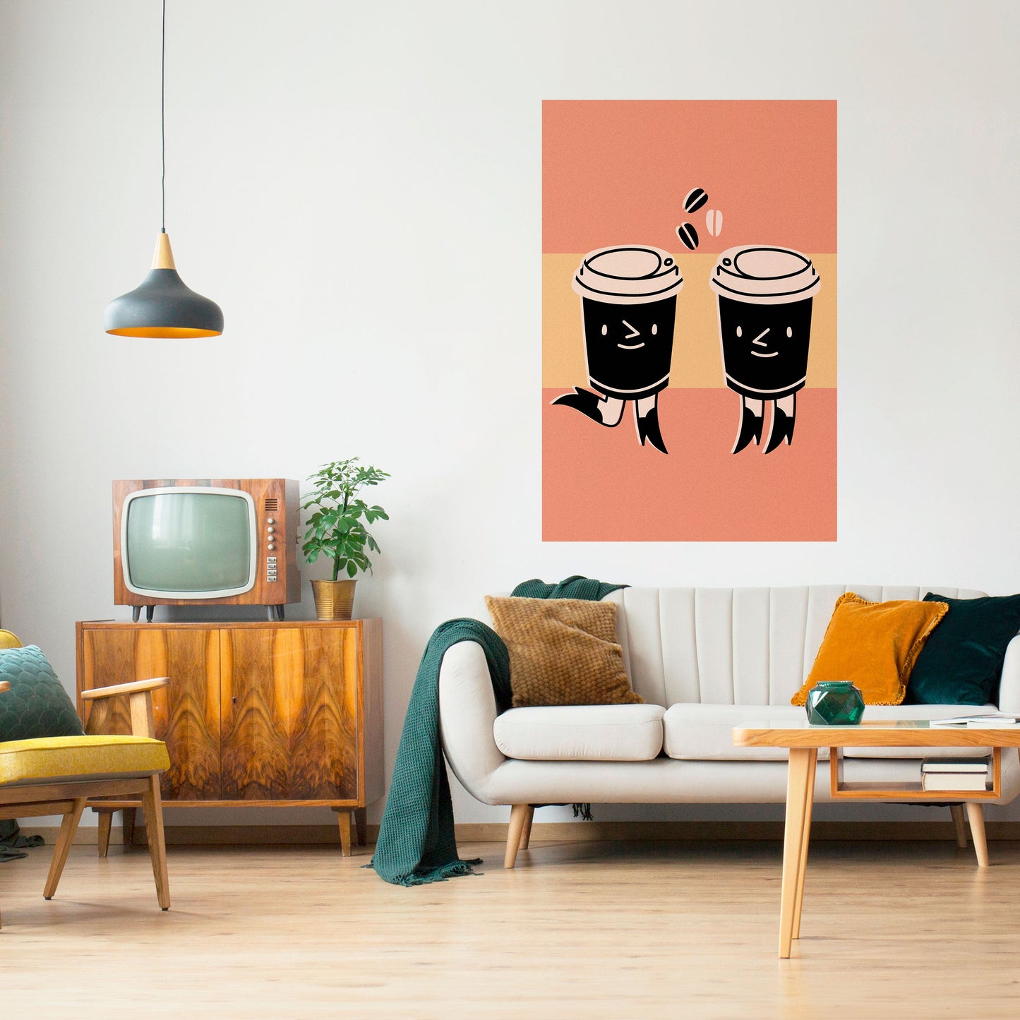 JOYFUL COFFEE vertikal poster med självhäftande tryck