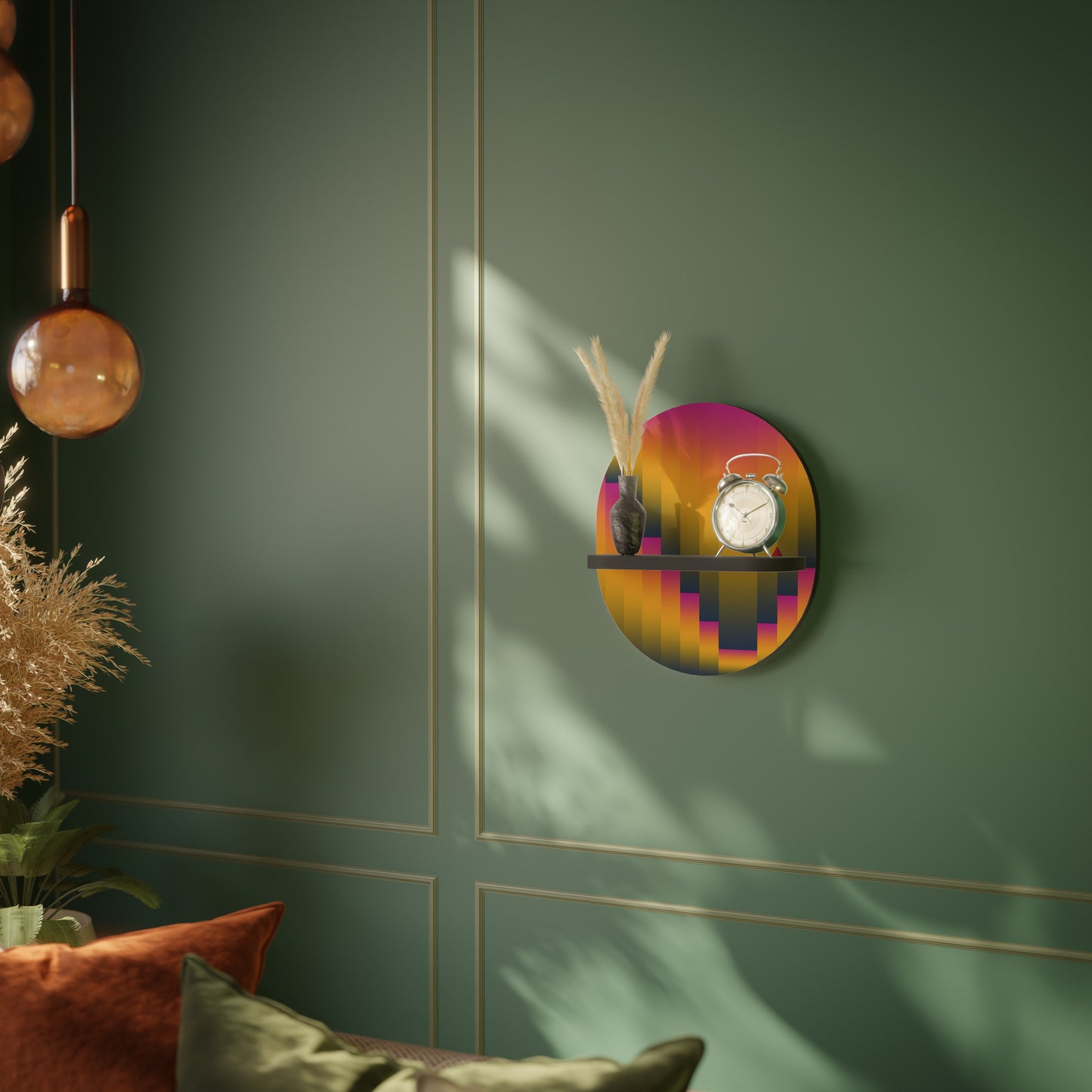 GOLDEN FADE Oval konsthylla i svart finish