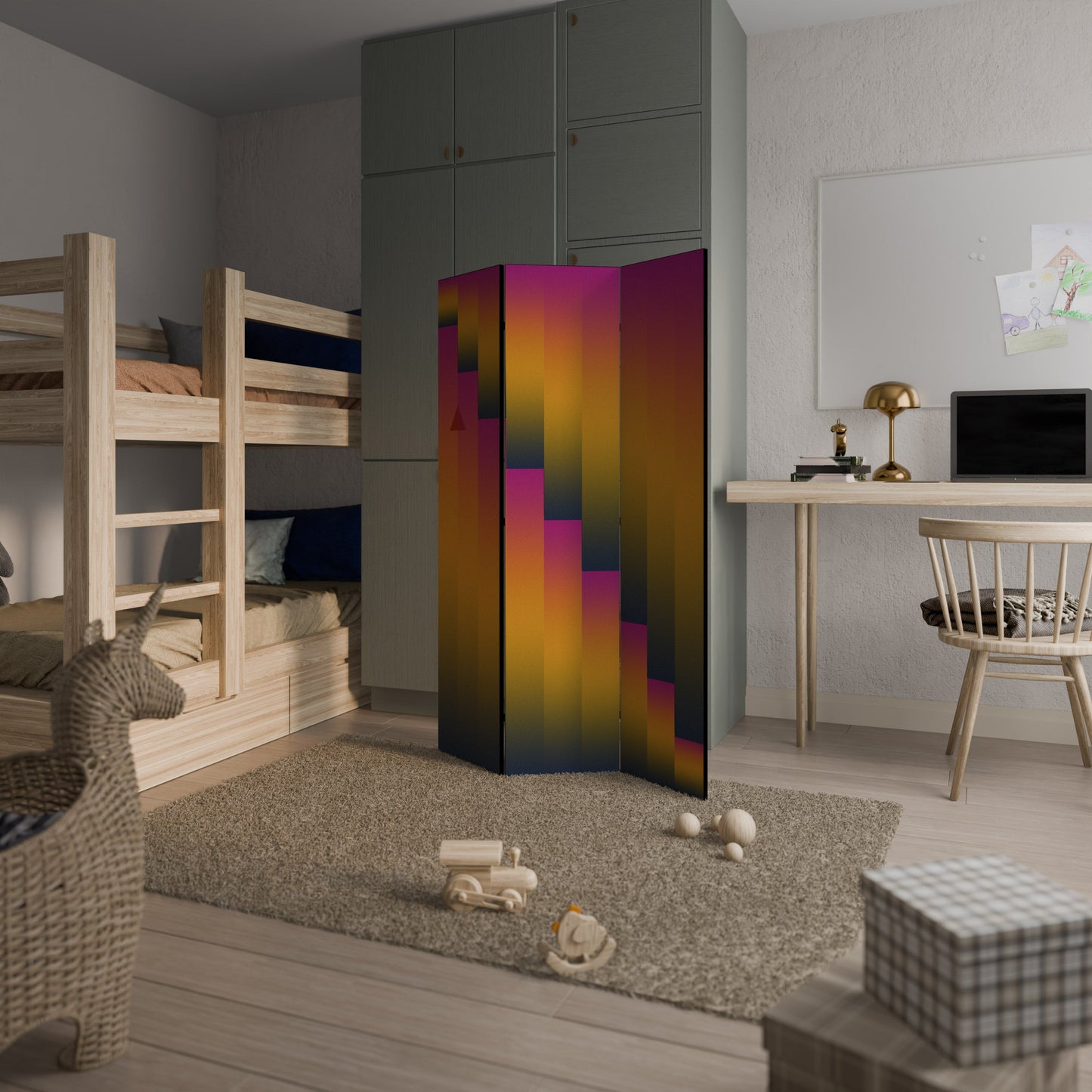 GOLDEN FADE Dekorativ rumsavdelare med 3 paneler