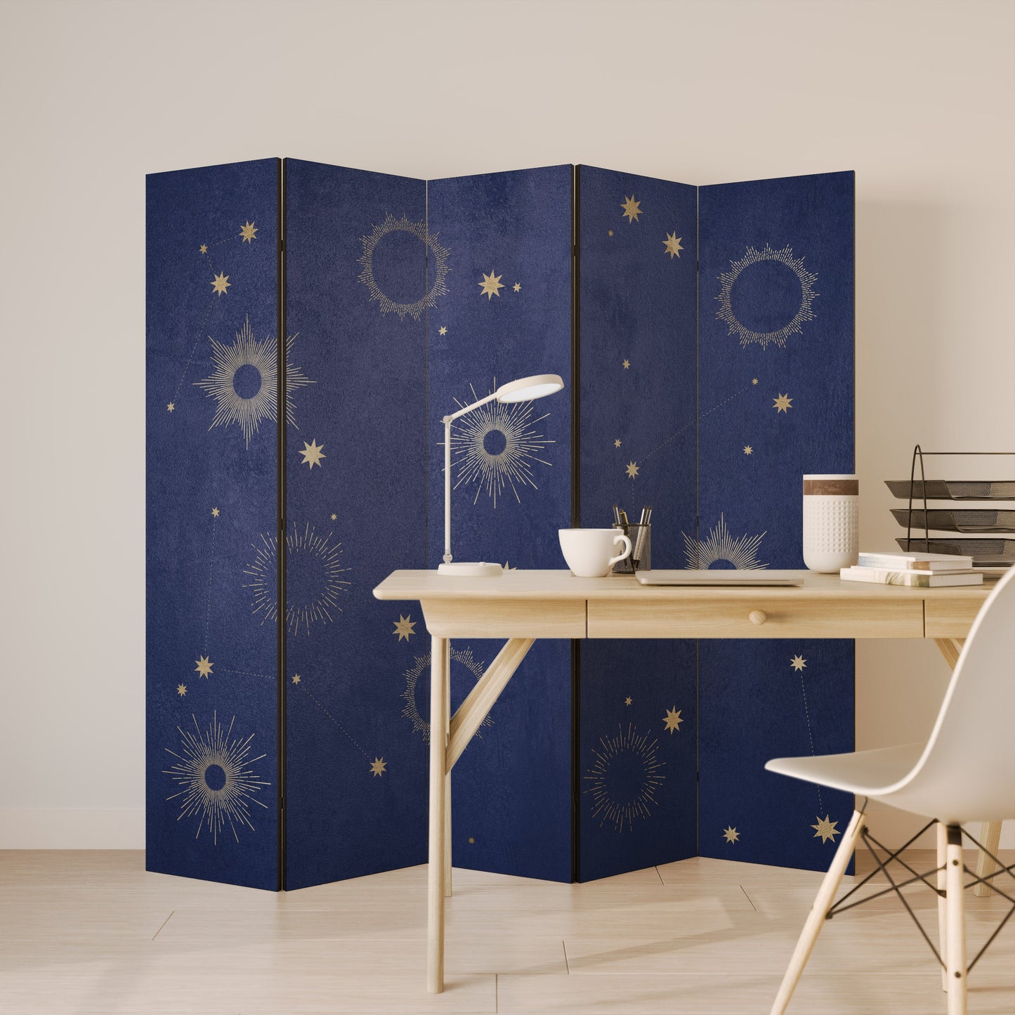Dekorativ rumsavdelare med 5 paneler MIDNIGHT PATH