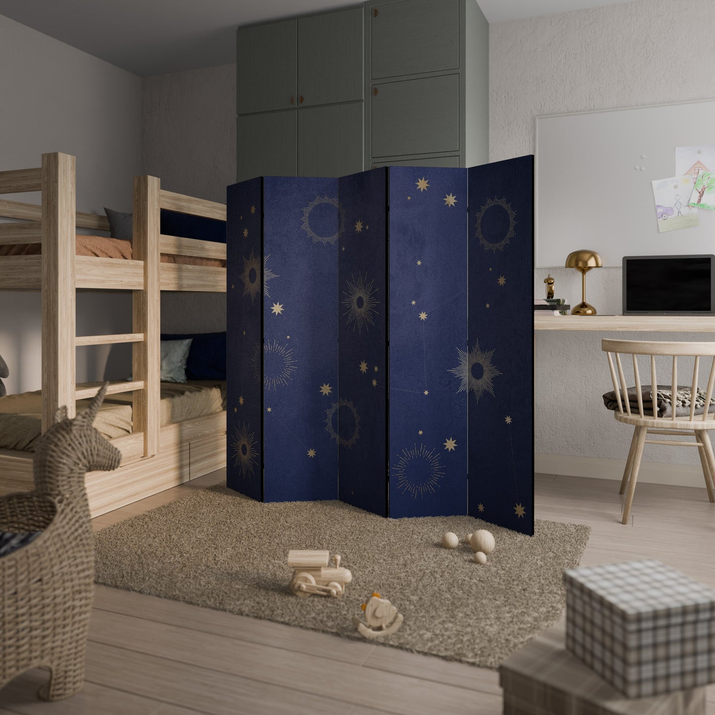 Dekorativ rumsavdelare med 5 paneler MIDNIGHT PATH