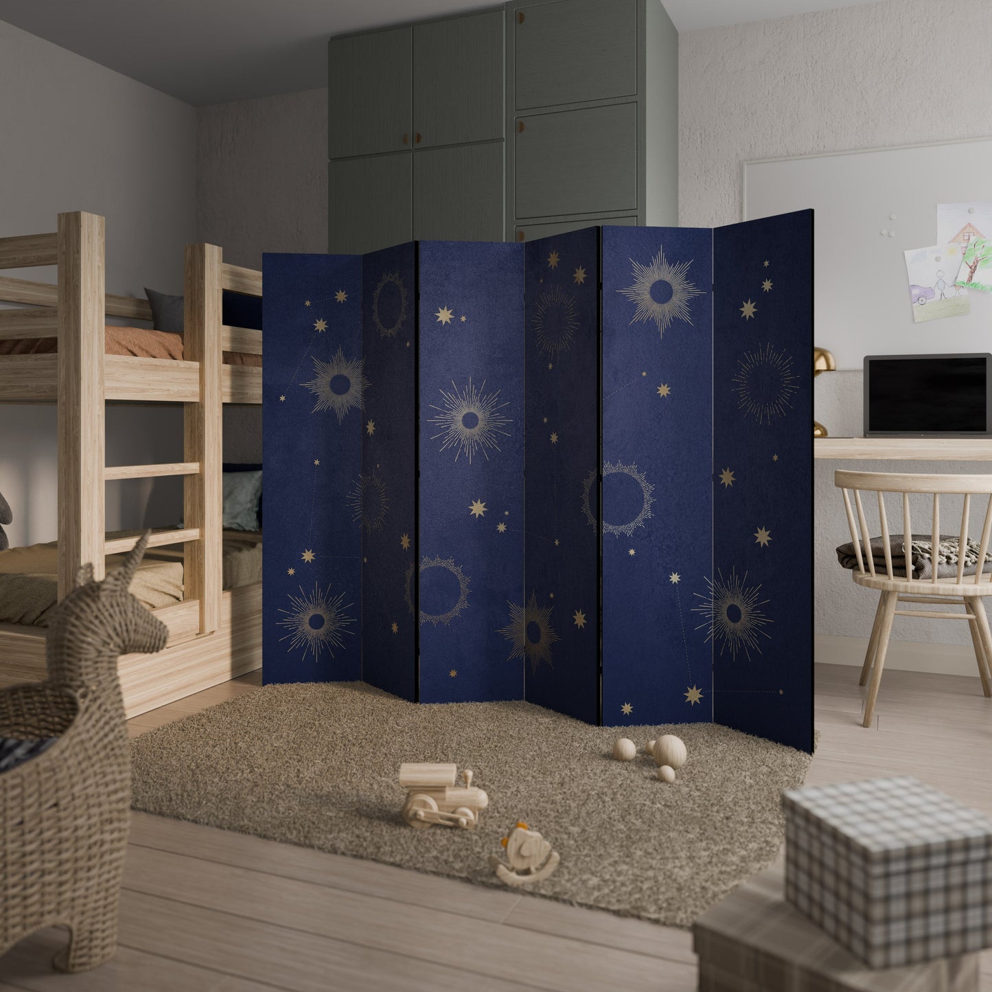 Dekorativ rumsavdelare med 6 paneler MIDNIGHT PATH