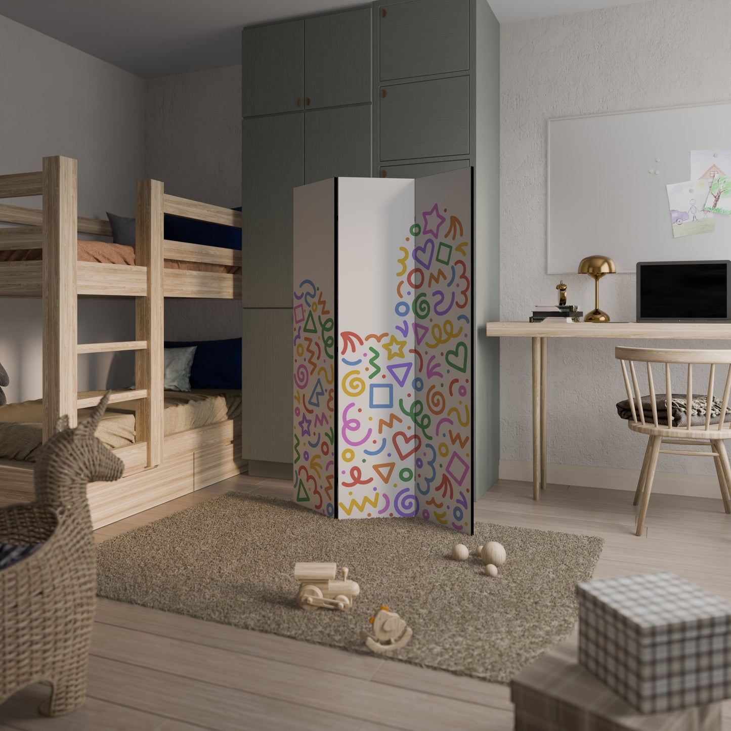 SHAPE EXCITEMENT Dekorativ rumsavdelare med 3 paneler