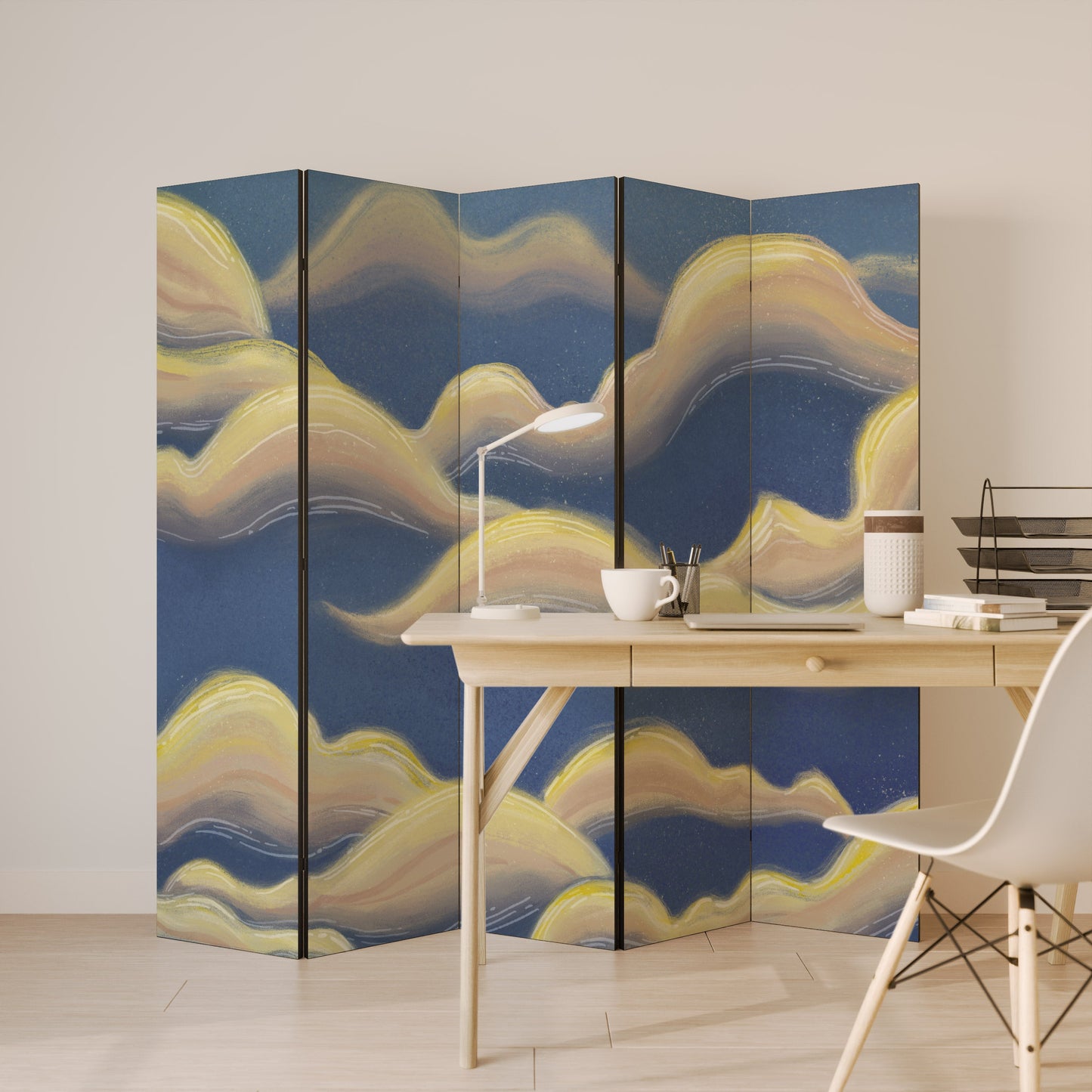 CLOUD RUFFLE Decorative 5-Panel Room Divider